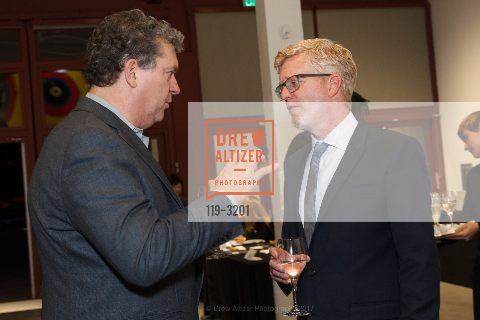 Gordon Knox, Rich Hillis, Isaac Julien "Playtime" Opening Reception at Fort Mason Center for Arts and Culture, Fort Mason Center for Arts & Culture. 2 Marina Blvd., San Francisco, CA 94123, November 30th, 2017, Photo #119-3201 Gordon Knox, Rich Hillis, Photo #119-3201