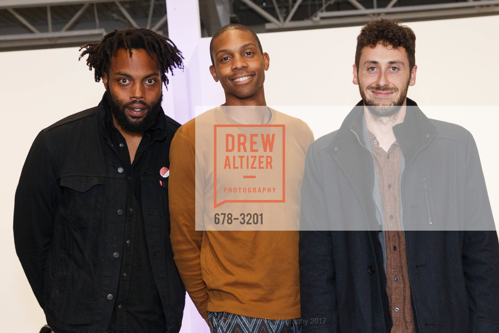 Christian Johnson, Ryan Austin Dennis, Evan Reiser, Isaac Julien "Playtime" Opening Reception at Fort Mason Center for Arts and Culture, Fort Mason Center for Arts & Culture. 2 Marina Blvd., San Francisco, CA 94123, November 30th, 2017, Photo #678-3201 Christian Johnson, Ryan Austin Dennis, Evan Reiser, Photo #678-3201