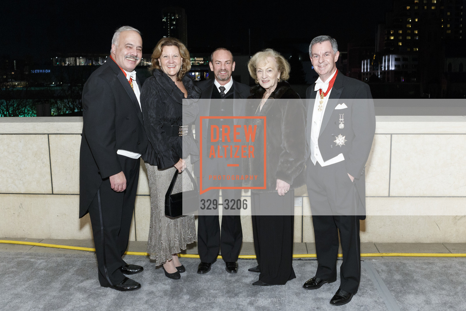 Chris Citti, Harriet Pila, John Thomas, Gloria Citti, Christopher Greene, Sovereign Order Of St John of Jerusalem Knights Hospitaller White Cross Ball, St. Regis. 125 3rd St, San Francisco, CA 94103, Photo #329-3206 Chris Citti, Harriet Pila, John Thomas, Gloria Citti, Christopher Greene, Photo #329-3206