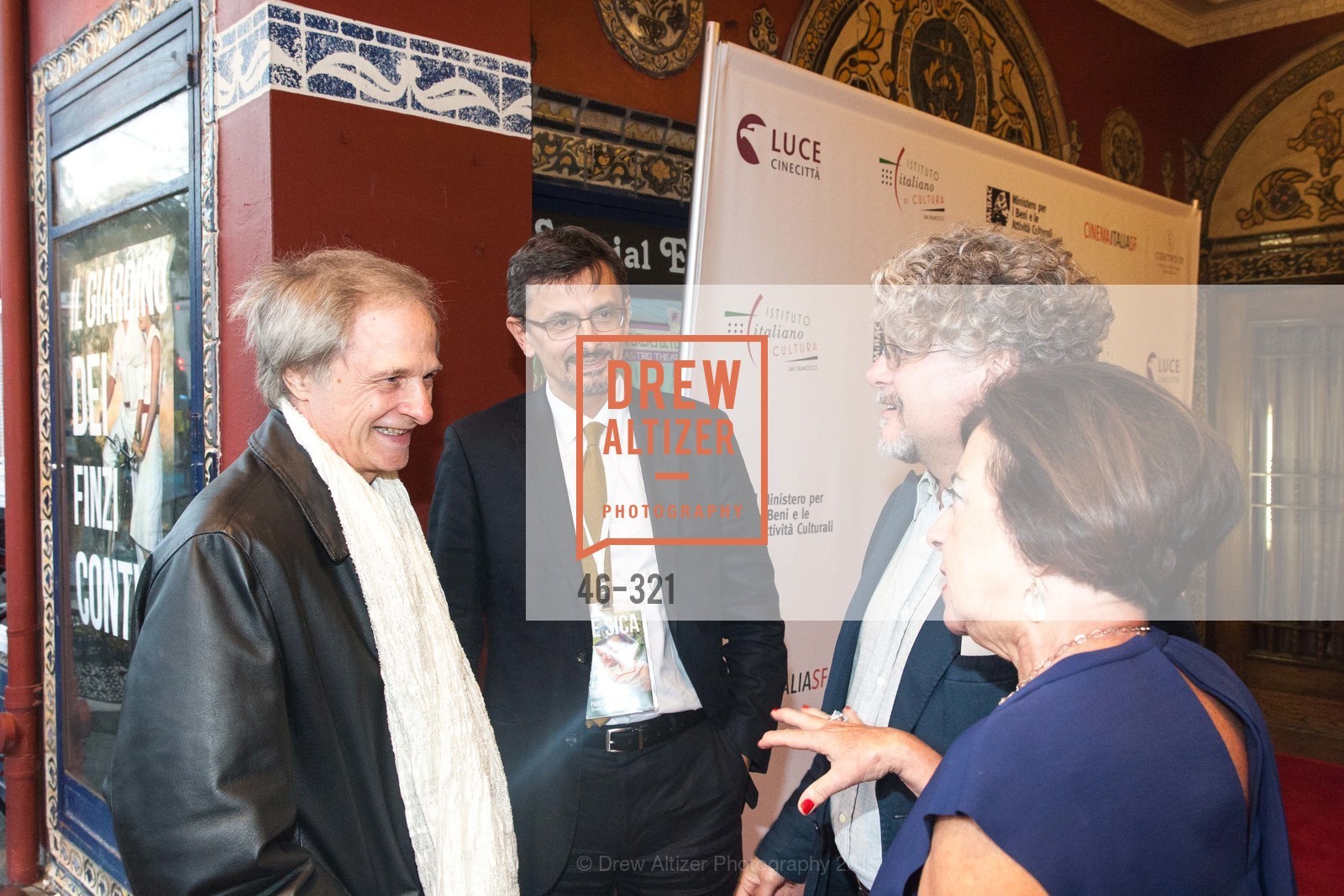 Lino Capolicchio, Paolo Barlera, Francisco Espanolo, Amelia Antonucci, Gucci & Vogue Dinner, The Castro Theater. The Castro Theater, . 429 Castro Street, September 26th, 2015, Photo #46-321 Lino Capolicchio, Paolo Barlera, Francisco Espanolo, Amelia Antonucci, Photo #46-321