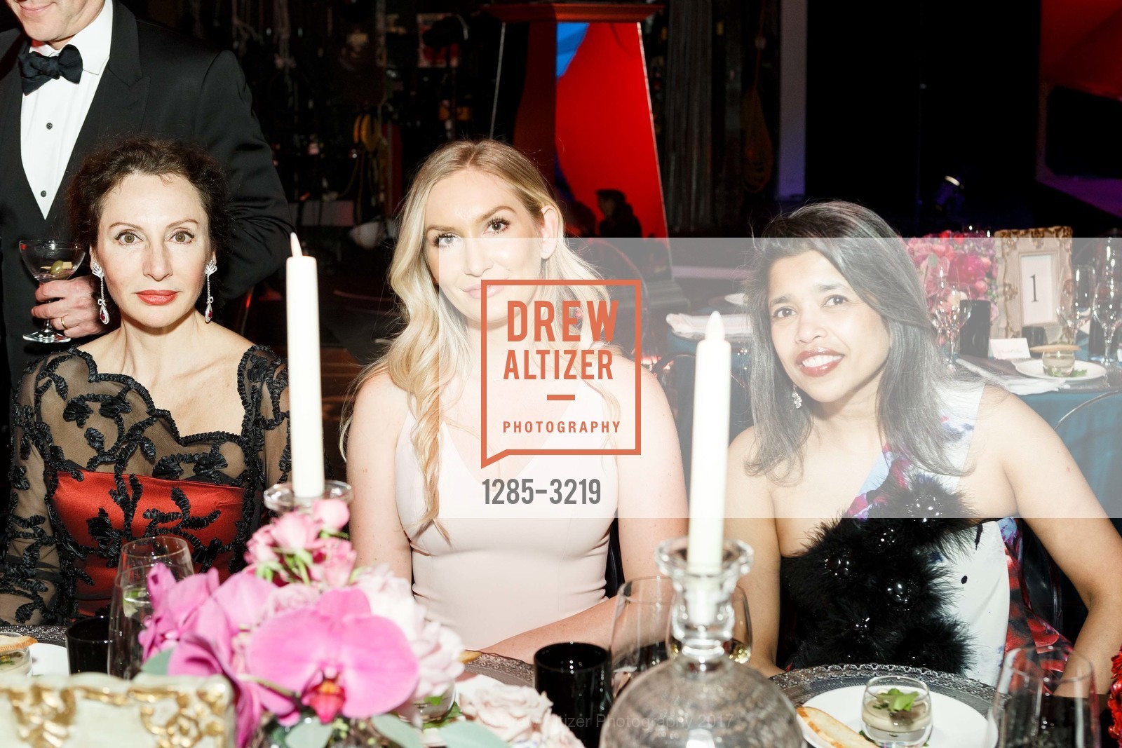 Clara Shayevich, Kelsey Kullen, Deepa Pakianathan, Dinner on the Opera House Stage 2017, War Memorial Opera House, December 4th, 2017, Photo #1285-3219 Clara Shayevich, Kelsey Kullen, Deepa Pakianathan, Photo #1285-3219