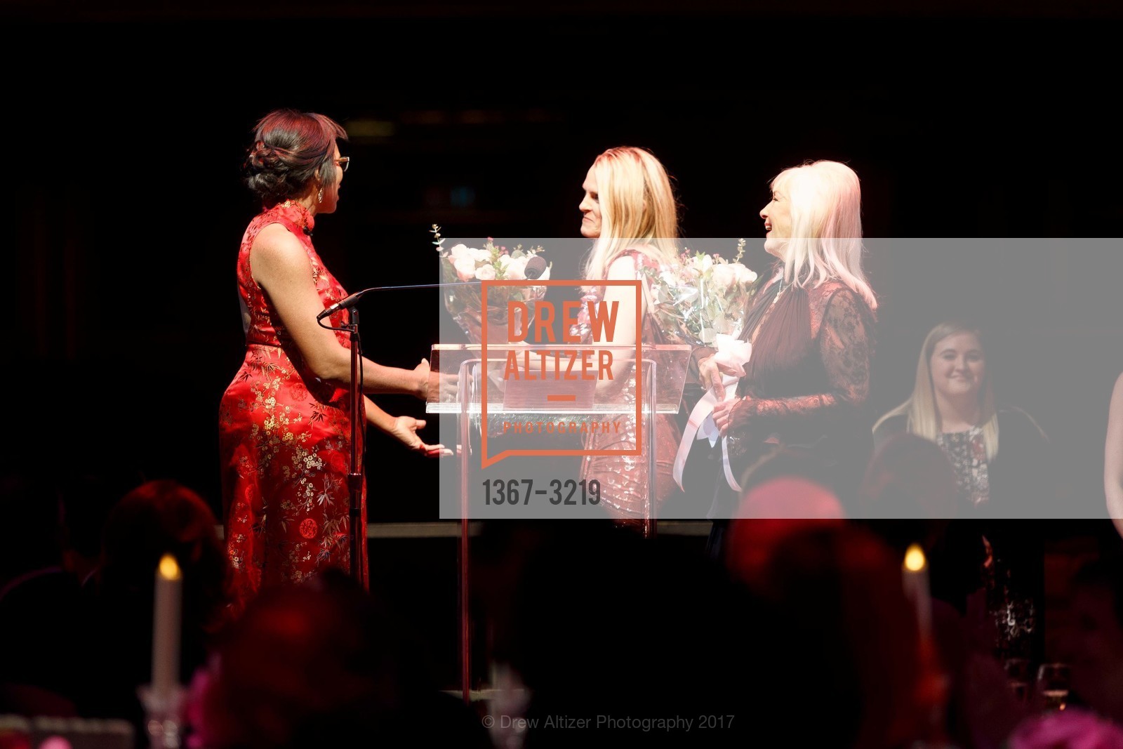 Danielle Lane, Jane Mudge, Arlene Inch, Dinner on the Opera House Stage 2017, War Memorial Opera House, December 4th, 2017, Photo #1367-3219 Danielle Lane, Jane Mudge, Arlene Inch, Photo #1367-3219