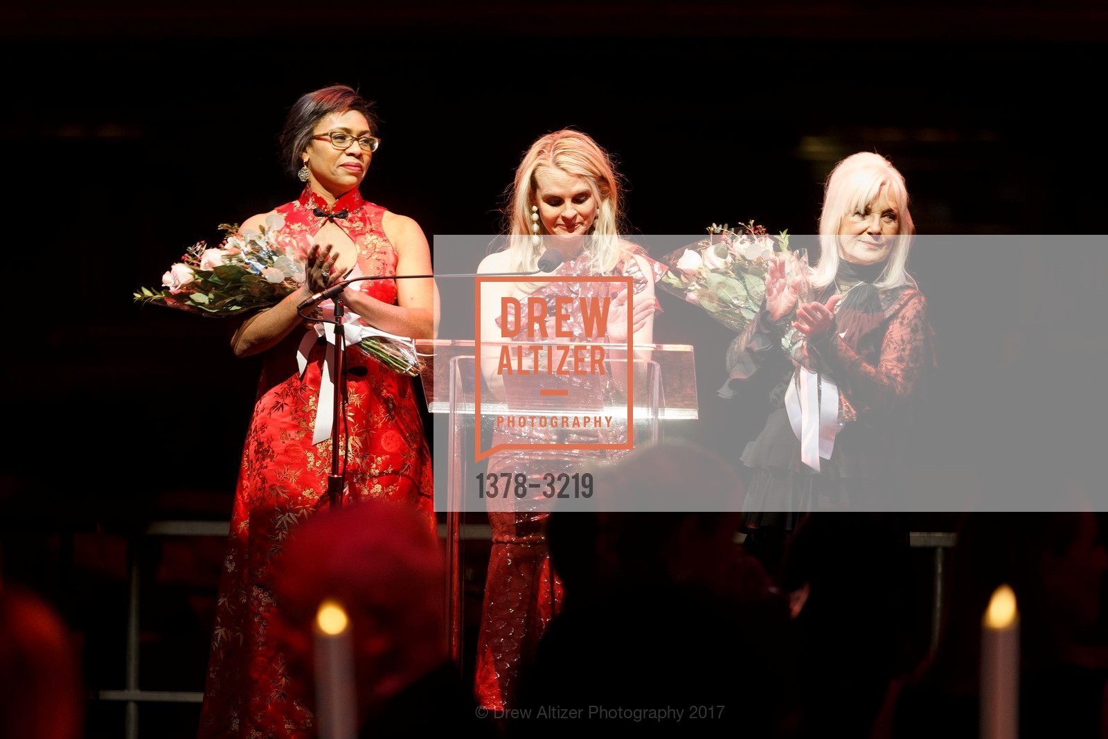 Danielle Lane, Jane Mudge, Arlene Inch, Dinner on the Opera House Stage 2017, War Memorial Opera House, December 4th, 2017, Photo #1378-3219 Danielle Lane, Jane Mudge, Arlene Inch, Photo #1378-3219