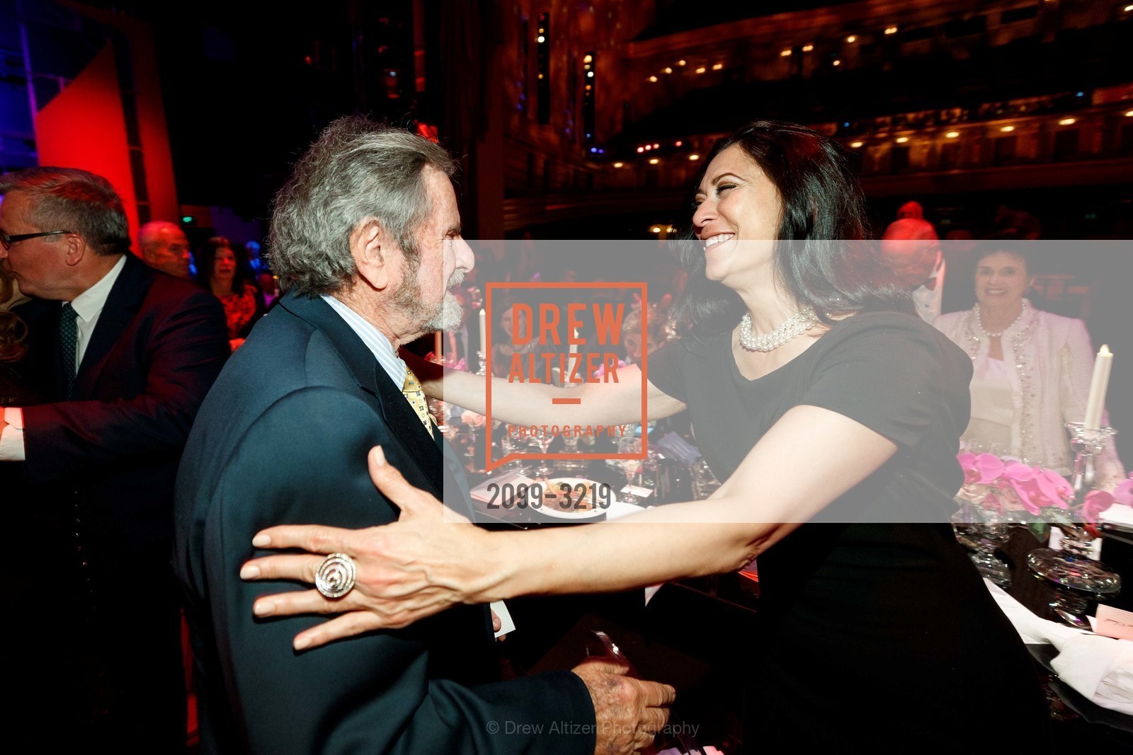 Tad Taube, Bilques Smith, Dinner on the Opera House Stage 2017, War Memorial Opera House, Photo #2099-3219 Tad Taube, Bilques Smith, Photo #2099-3219