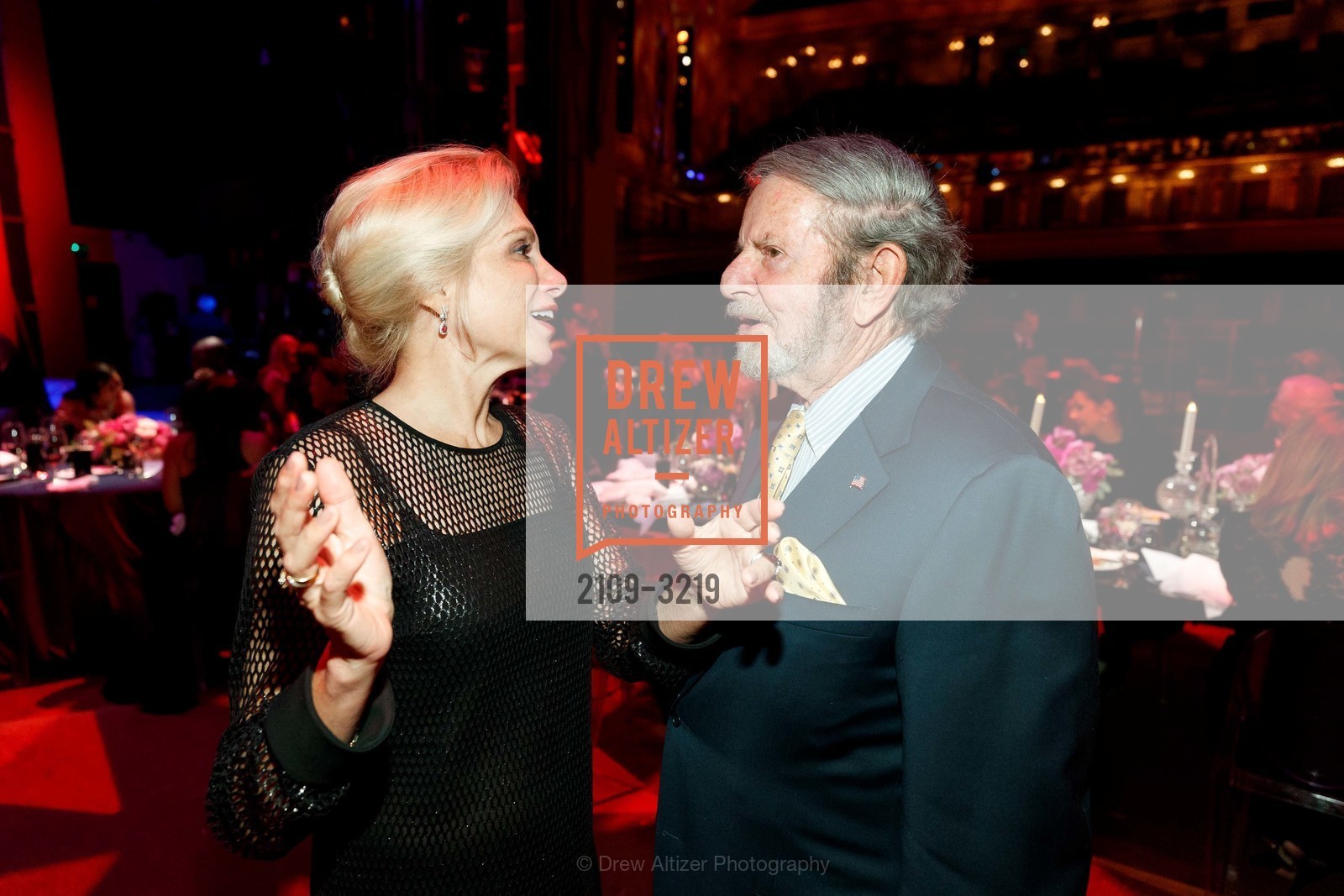 Cynthia Schreuder Kalev, Tad Taube, Dinner on the Opera House Stage 2017, War Memorial Opera House, Photo #2109-3219 Cynthia Schreuder Kalev, Tad Taube, Photo #2109-3219