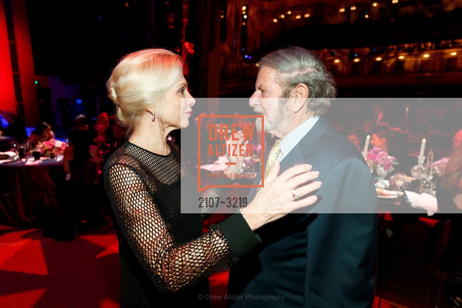 Cynthia Schreuder Kalev, Tad Taube, Dinner on the Opera House Stage 2017, War Memorial Opera House, Photo #2107-3219 Cynthia Schreuder Kalev, Tad Taube, Photo #2107-3219