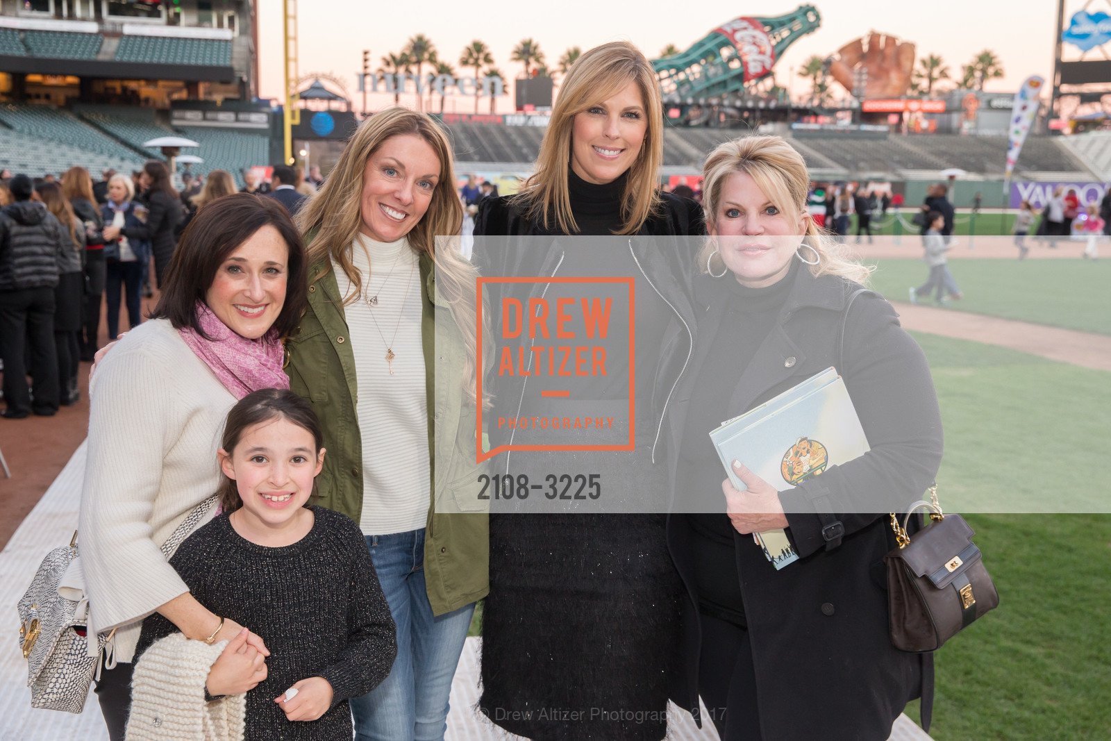 Bettina Baumgarten, Gabrielle Baumgarten, Amy Gee, Mendy Calegari, Kathy Jacobson, Holiday Heroes 2017, AT&T Park. 24 Willie Mays Plaza, San Francisco, CA, December 5th, 2017, Photo #2108-3225 Bettina Baumgarten, Gabrielle Baumgarten, Amy Gee, Mendy Calegari, Kathy Jacobson, Photo #2108-3225