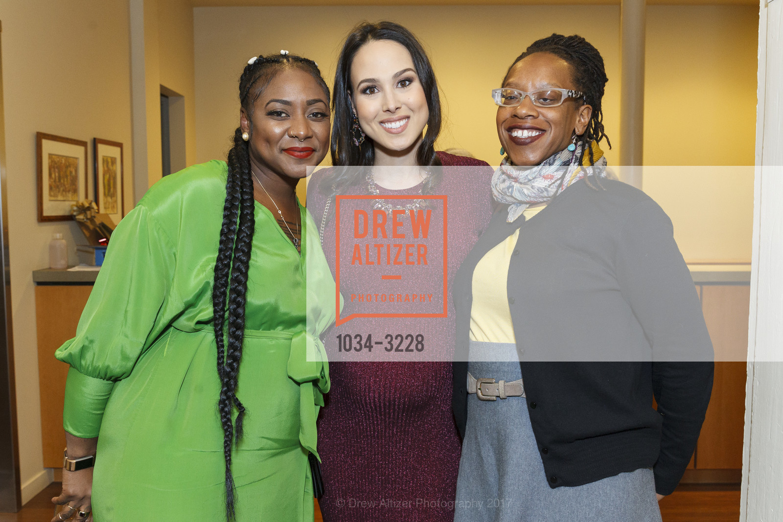 Alicia Garza, Meena Harris, Lateefah Simon, Phenomenal Woman Conversation & Benefit Reception, Futures Without Violence. 100 Montgomery St, December 5th, 2017, Photo #1034-3228 Alicia Garza, Meena Harris, Lateefah Simon, Photo #1034-3228