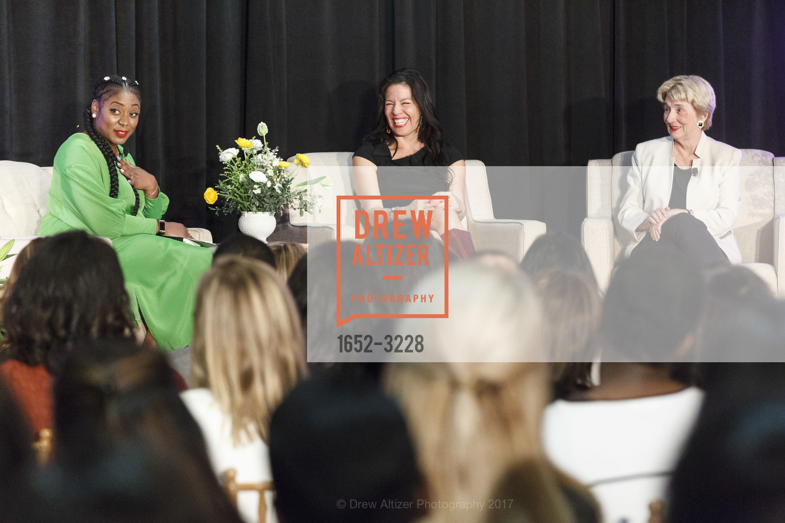 Alicia Garza, Alejandra Valles, Esta Soler, Phenomenal Woman Conversation & Benefit Reception, Futures Without Violence. 100 Montgomery St, December 5th, 2017, Photo #1652-3228 Alicia Garza, Alejandra Valles, Esta Soler, Photo #1652-3228