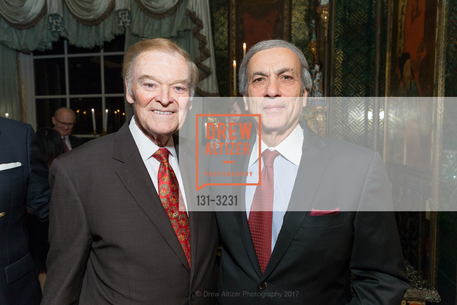 Madhav Misra, Frank Jordan, Protocol Office Christmas Party Hosted by Gordon and Ann Getty, Private Residence, December 5th, 2017, Photo #131-3231 Madhav Misra, Frank Jordan, Photo #131-3231
