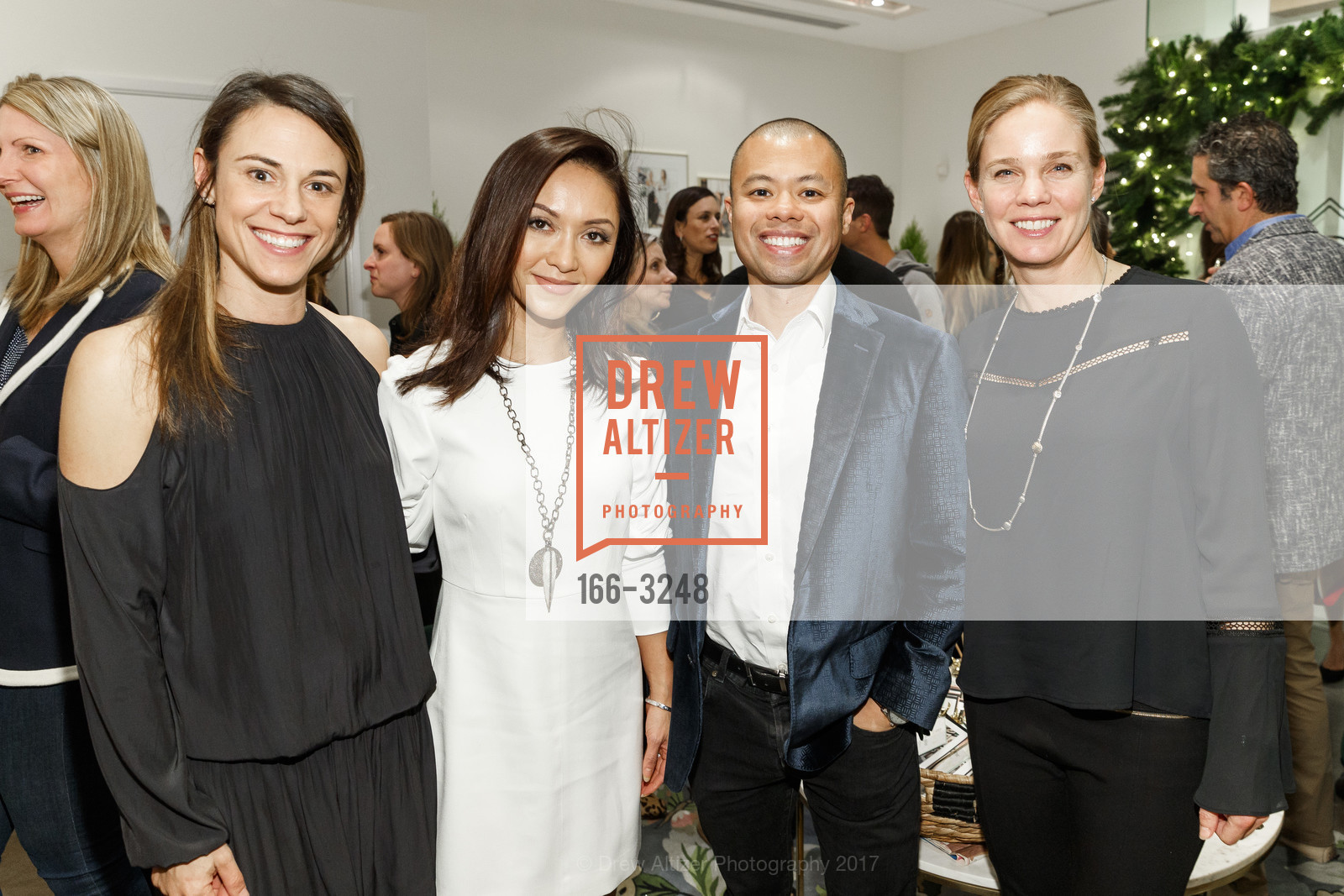 Lauren Cowell, Denise Seguritan, Fred Seguritan, Alison Bhusri, Birdies Slipper Co Store Opening, Birdies. 1934 Union Street, SF, December 7th, 2017, Photo #166-3248 Lauren Cowell, Denise Seguritan, Fred Seguritan, Alison Bhusri, Photo #166-3248