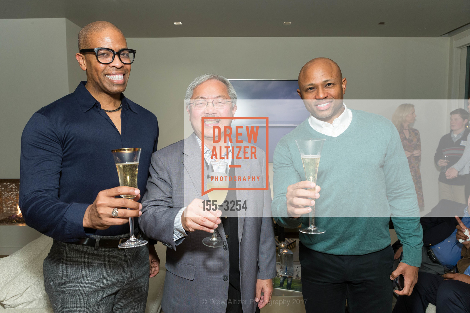 Paul Henderson, Ed Lee, Carlos Clark, Victor Makras hosts Malia Cohen event 2017, Private Residence, December 12th, 2017, Photo #155-3254 Paul Henderson, Ed Lee, Carlos Clark, Photo #155-3254