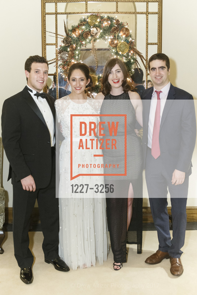 John Oberbeck, Lauren Clark, Jocelyn Neff, Daniel Weisman, Spinsters of San Francisco Holiday Ball 2017, The Metropolitan Club. 640 Sutter St, San Francisco, CA 94102, December 9th, 2017, Photo #1227-3256 John Oberbeck, Lauren Clark, Jocelyn Neff, Daniel Weisman, Photo #1227-3256