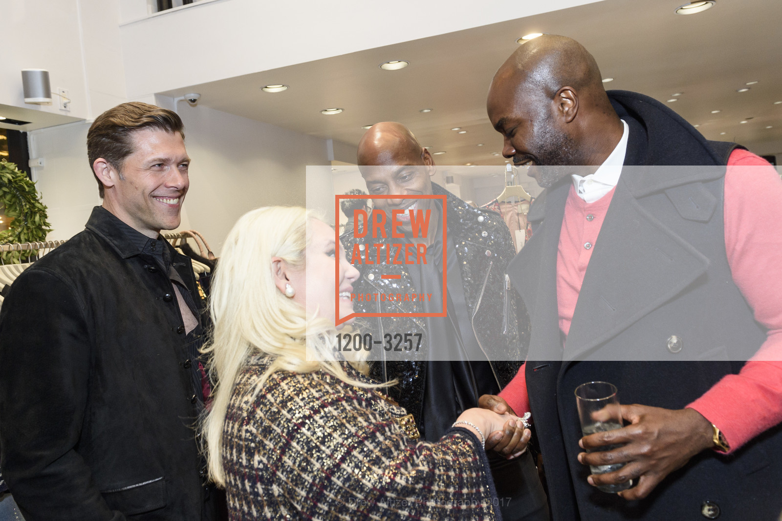 Steve Hartman, Peter Griffith, Rada Katz, Rudy Thomas, The RealReal x Andre Iguodala Party, The RealReal Pop Up Shop. 222 Stockton Street, December 12th, 2017, Photo #1200-3257 Steve Hartman, Peter Griffith, Rada Katz, Rudy Thomas, Photo #1200-3257