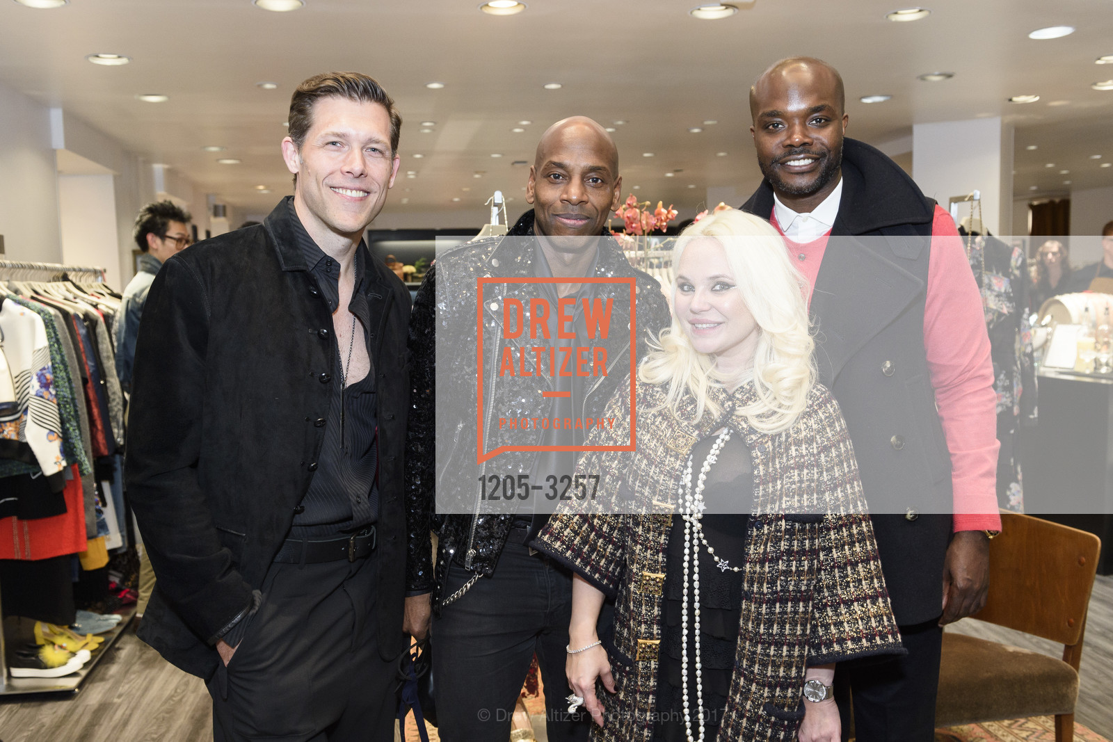 Steve Hartman, Peter Griffith, Rada Katz, Rudy Thomas, The RealReal x Andre Iguodala Party, The RealReal Pop Up Shop. 222 Stockton Street, December 12th, 2017, Photo #1205-3257 Steve Hartman, Peter Griffith, Rada Katz, Rudy Thomas, Photo #1205-3257