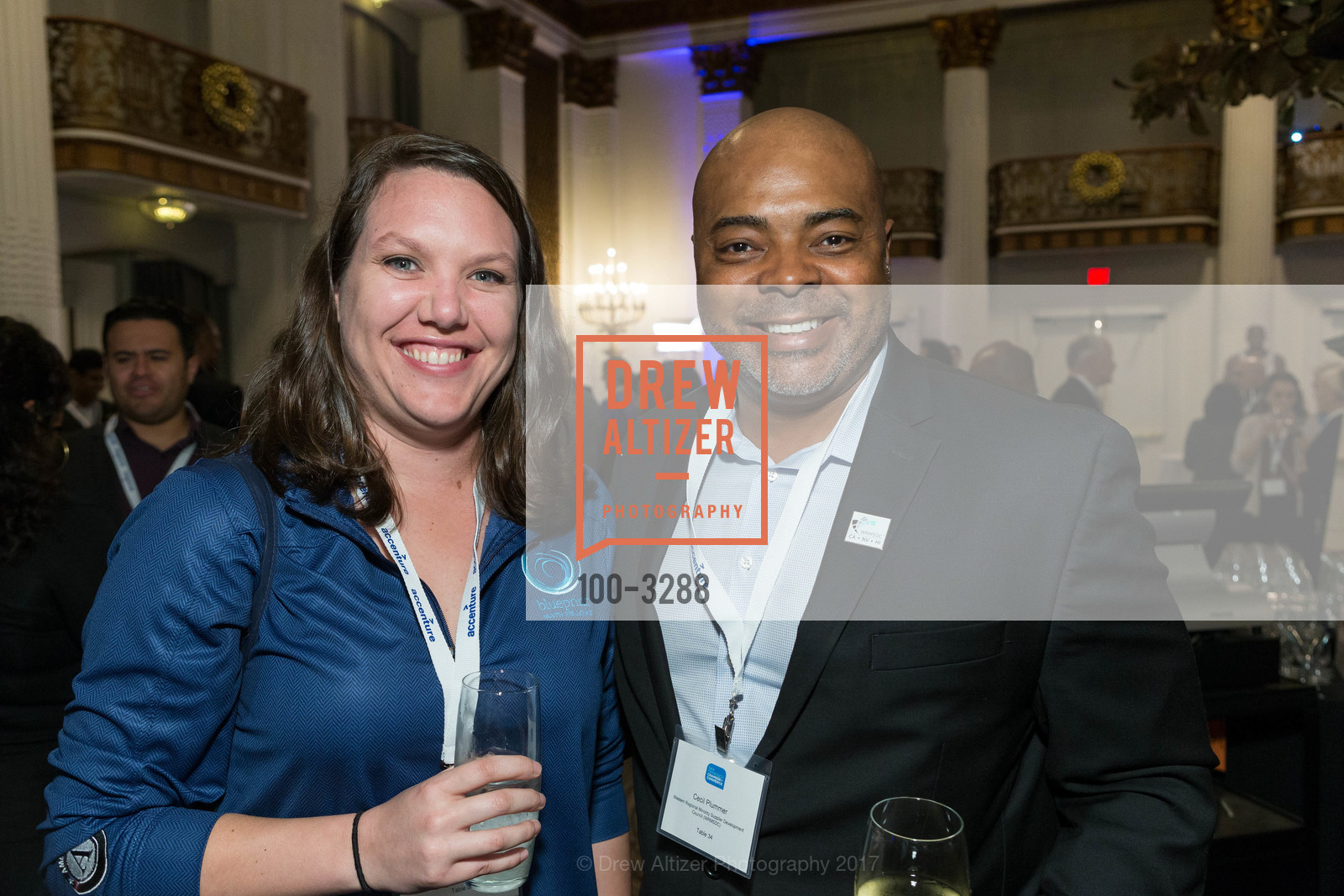 Sarah Kirker, Cecil Plumber, Holiday Hoops Luncheon with the SF Chamber of Commerce and the Golden State Warriors, The Westin St. Francis Hotel. 335 Powell St, San Francisco, CA 94102, December 15th, 2017, Photo #100-3288 Sarah Kirker, Cecil Plumber, Photo #100-3288
