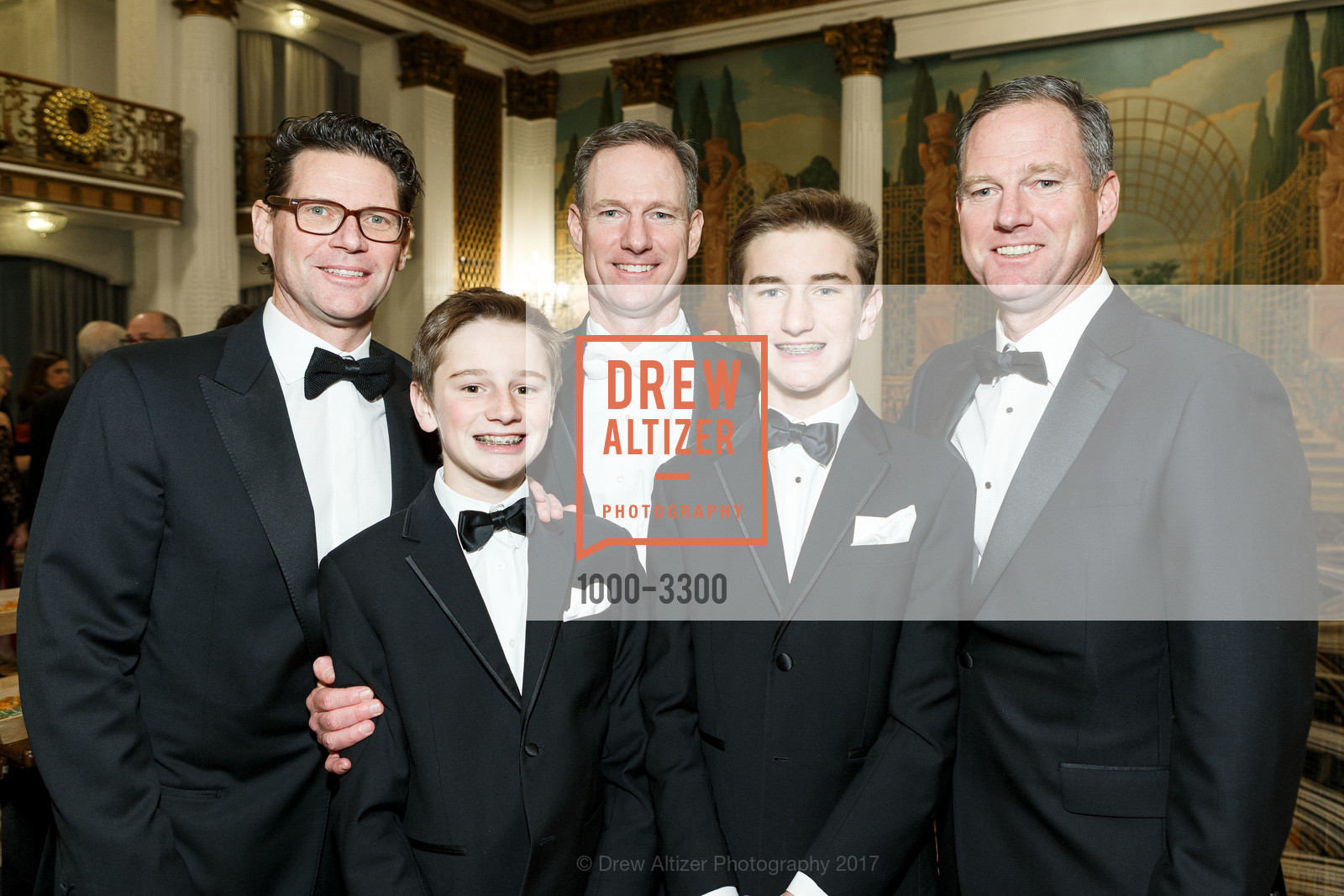 Dick Trickle, Brian Millham, Matt Millham, Bennett Millham, John Millham, UCSF Benioff Children's Hospital Oakland Winter Ball 2017, St. Francis Hotel, Grand Ballroom. 335 Powell Street, December 22nd, 2017, Photo #1000-3300 Dick Trickle, Brian Millham, Matt Millham, Bennett Millham, John Millham, Photo #1000-3300