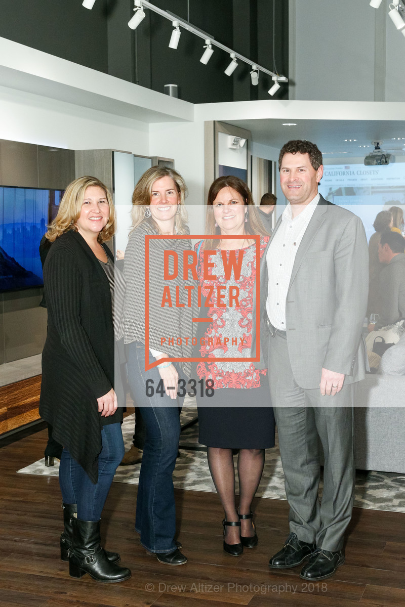 Shani Podell, Cathy Tokic, Julie Feller, David Feller, California Closets Burlingame Grand Opening, California Closets Showroom. 247 California Drive Burlingame, CA 94010, January 11th, 2018, Photo #64-3318 Shani Podell, Cathy Tokic, Julie Feller, David Feller, Photo #64-3318