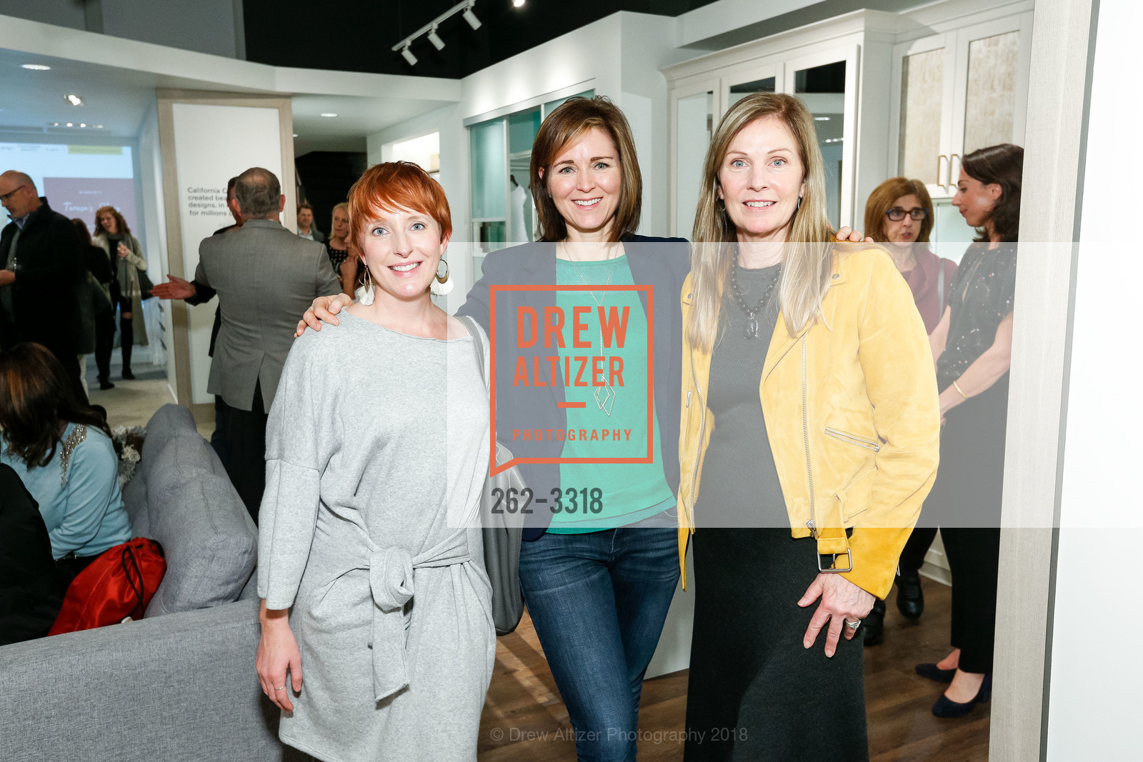 Erin Seher, Cheryl Compton, Jill LaRue, California Closets Burlingame Grand Opening, California Closets Showroom. 247 California Drive Burlingame, CA 94010, January 11th, 2018, Photo #262-3318 Erin Seher, Cheryl Compton, Jill LaRue, Photo #262-3318