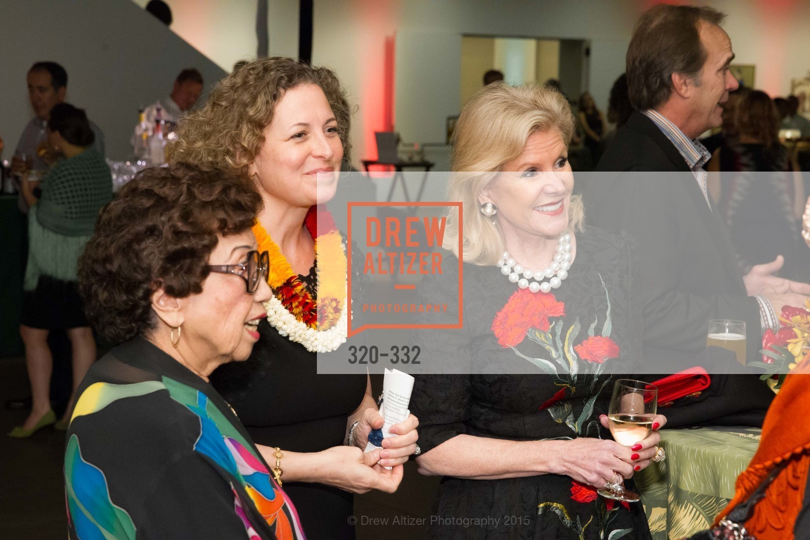 Lin Chen Willis, Christina Helmeck, Dede Wilsey, Royal Hawaiian Featherwork Donor Reception at de Young, de Young Museum, September 30th, 2015,Drew Altizer, Drew Altizer Photography, full-service agency, private events, San Francisco photographer, photographer california