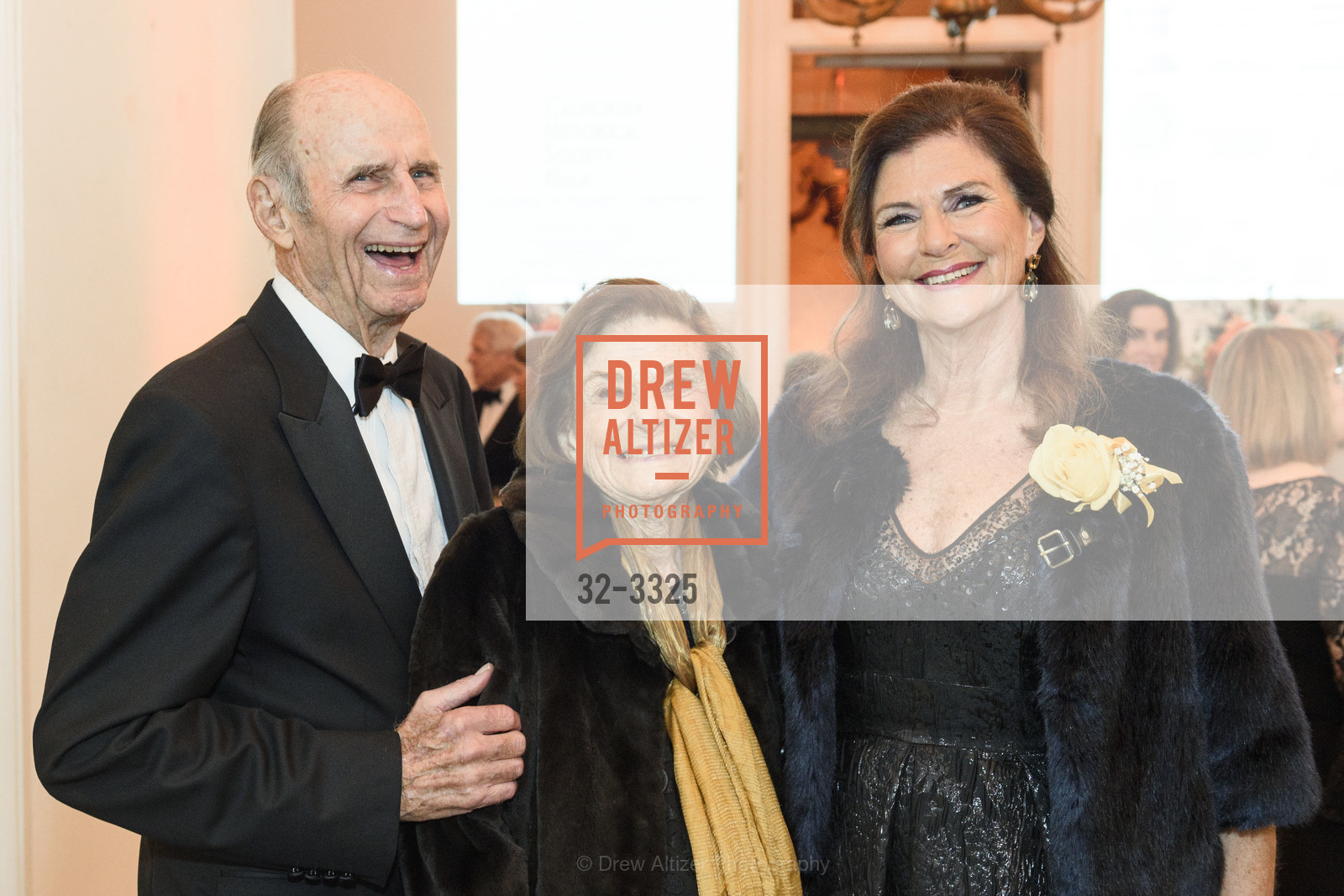Don Eliott, Jen Elliott, Linda Zider, California Historical Society Gala 2018- Celebrating the Honorable George P. Shultz, The Old Mint. 5th and Mission Streets, San Francisco, Photo #32-3325 Don Eliott, Jen Elliott, Linda Zider, Photo #32-3325