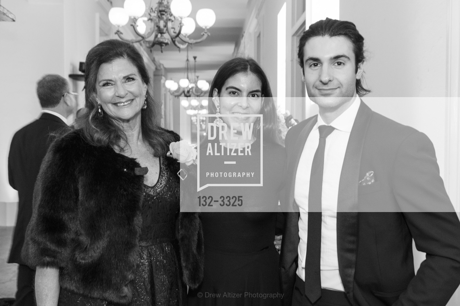 Linda Zider, Caroline Ghosn, Nicholas Flanders, California Historical Society Gala 2018- Celebrating the Honorable George P. Shultz, The Old Mint. 5th and Mission Streets, San Francisco, Photo #132-3325 Linda Zider, Caroline Ghosn, Nicholas Flanders, Photo #132-3325