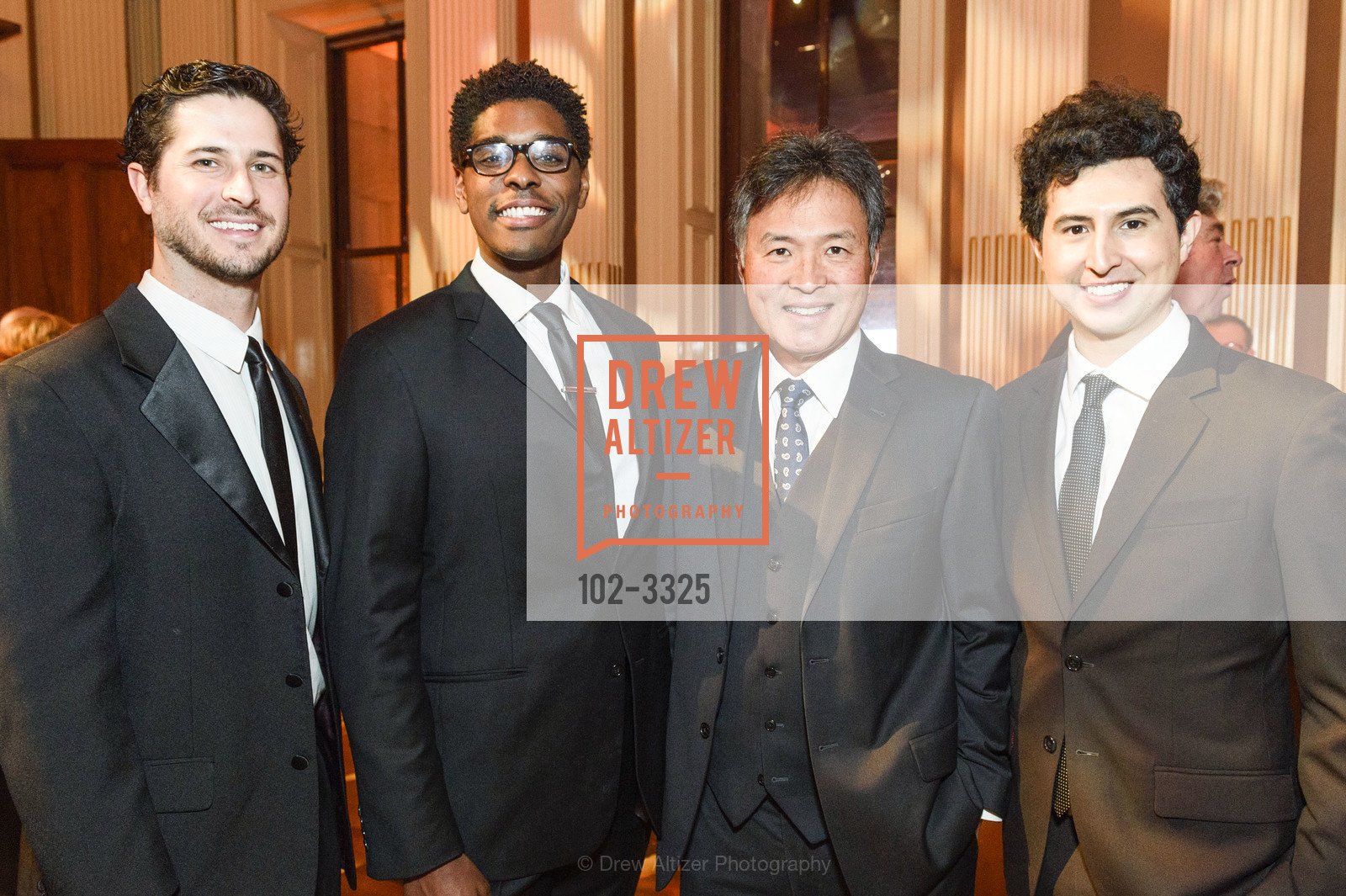 Adam Maggio, Rodney Earl Jackson Jr., Milton Chen, Marcelo Javier Pereria, California Historical Society Gala 2018- Celebrating the Honorable George P. Shultz, The Old Mint. 5th and Mission Streets, San Francisco, Photo #102-3325 Adam Maggio, Rodney Earl Jackson Jr., Milton Chen, Marcelo Javier Pereria, Photo #102-3325