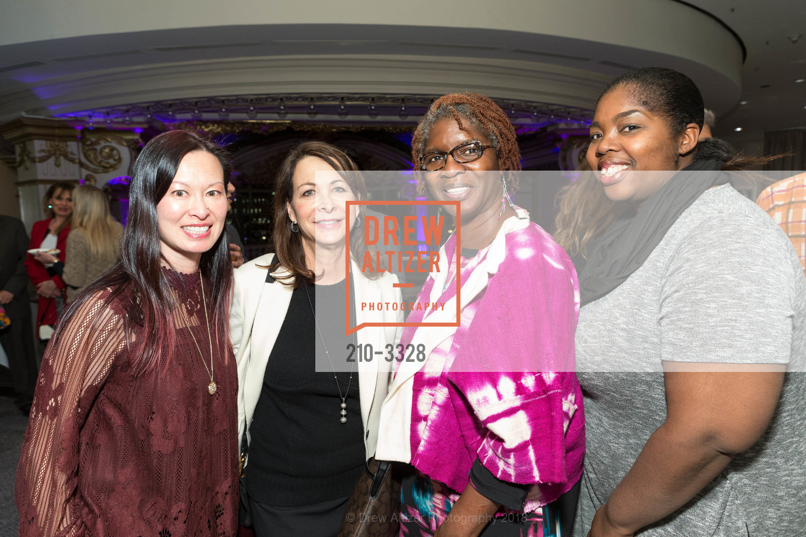 Joyce Lu, Anne Glasser, Antoinette Harris, Kendolyn Heinsman, Visionary Awards Luncheon Launch Party, The Rotunda. 150 Stockton St, Level Four, San Francisco, CA 94108, January 16th, 2018, Photo #210-3328 Joyce Lu, Anne Glasser, Antoinette Harris, Kendolyn Heinsman, Photo #210-3328