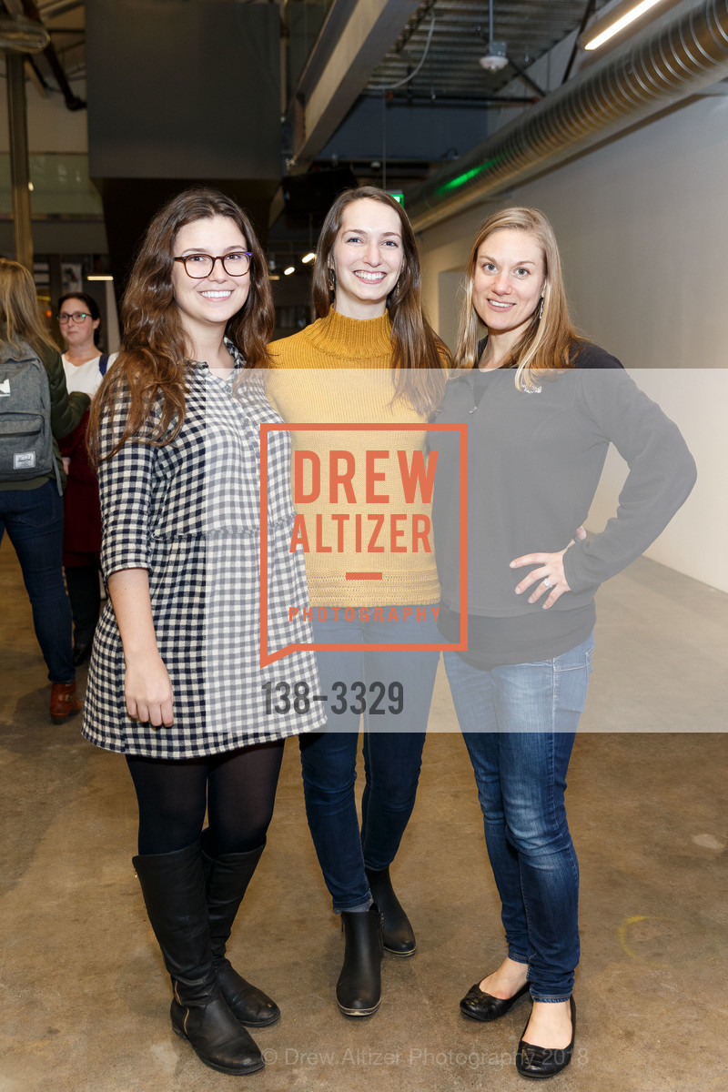 Hannah Schiweck, Sydney Speizman, Kindra Mohr, Social Startup Success Book Launch 2018, Minnesota Street Project. 1275 Minnesota Street, San Francisco, CA, January 16th, 2018, Photo #138-3329 Hannah Schiweck, Sydney Speizman, Kindra Mohr, Photo #138-3329