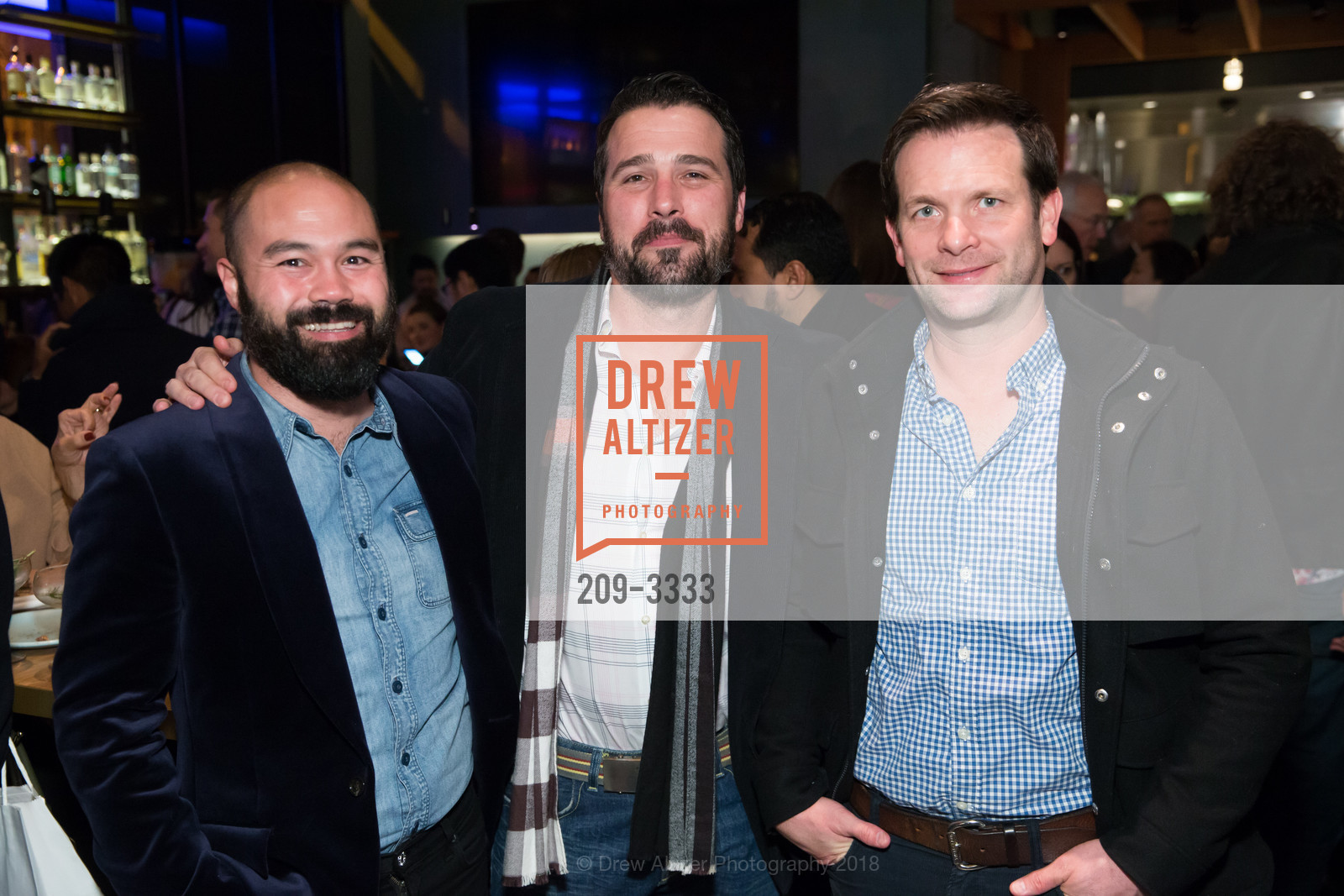 Matt Birnbaum, Jesse Kade, Eric Noland, Botellon Opening Party, 2200 Market St, January 16th, 2018, Photo #209-3333 Matt Birnbaum, Jesse Kade, Eric Noland, Photo #209-3333