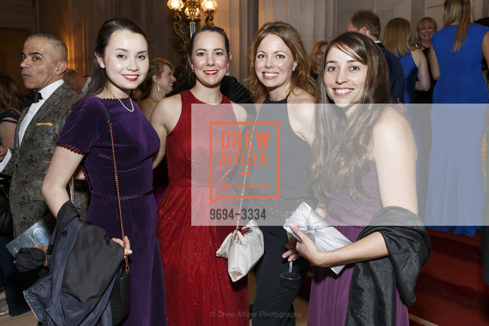 Tai Vogel, Lauren Cherguci, Sandra Bakane, Karen Johnson, SF Ballet Opening Night Gala: Celestial 2018, City Hall and War Memorial Opera House. City Hall 1 Dr. Carlton B Goodlett Place, Photo #9694-3334 Tai Vogel, Lauren Cherguci, Sandra Bakane, Karen Johnson, Photo #9694-3334