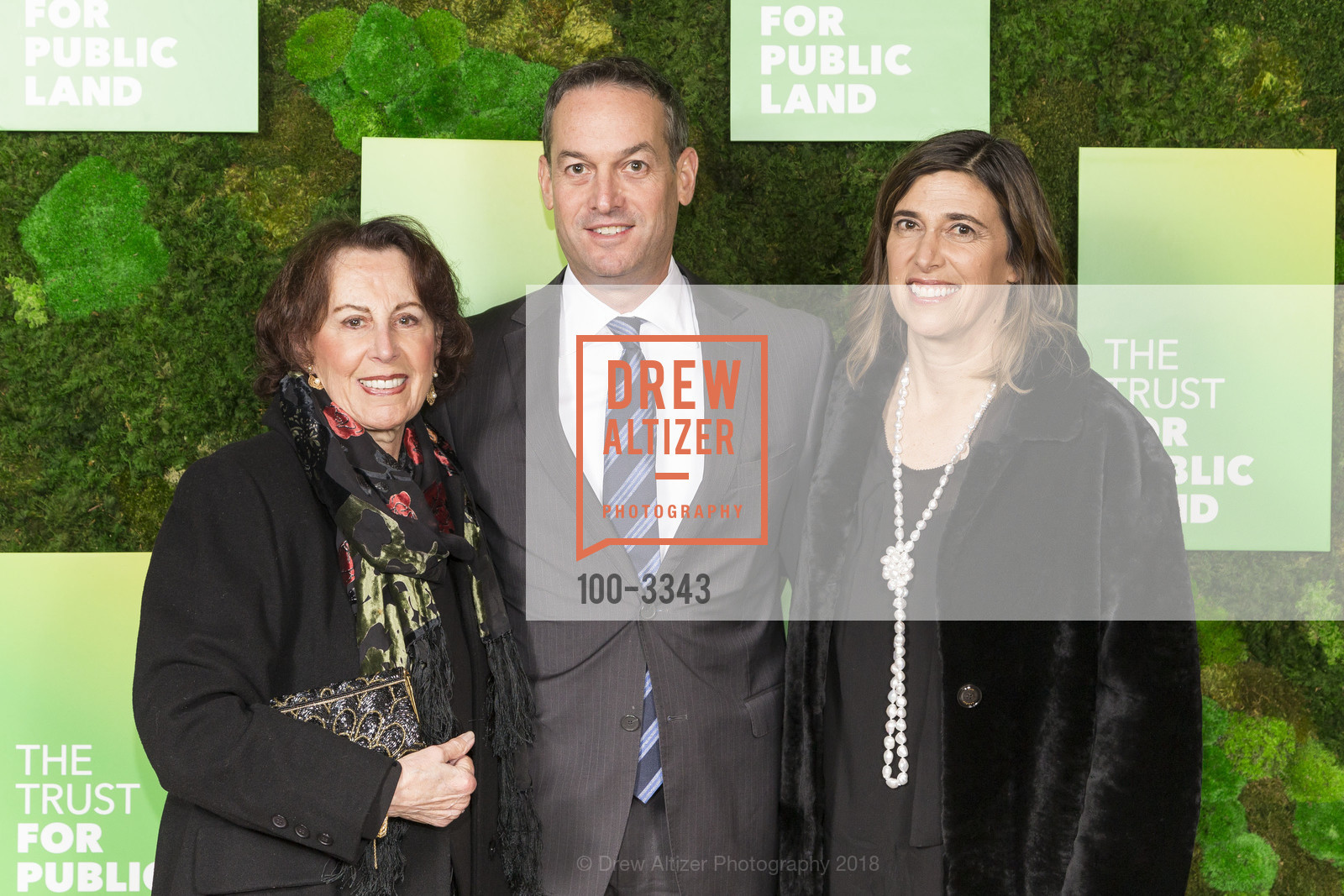 Naomi Baskin, Dan Safier, Jackie Safier, The Trust for Public Land's San Francisco Gala 2018, San Francisco City Hall. 1 Dr Carlton B Goodlett Place, January 24th, 2018, Photo #100-3343 Naomi Baskin, Dan Safier, Jackie Safier, Photo #100-3343