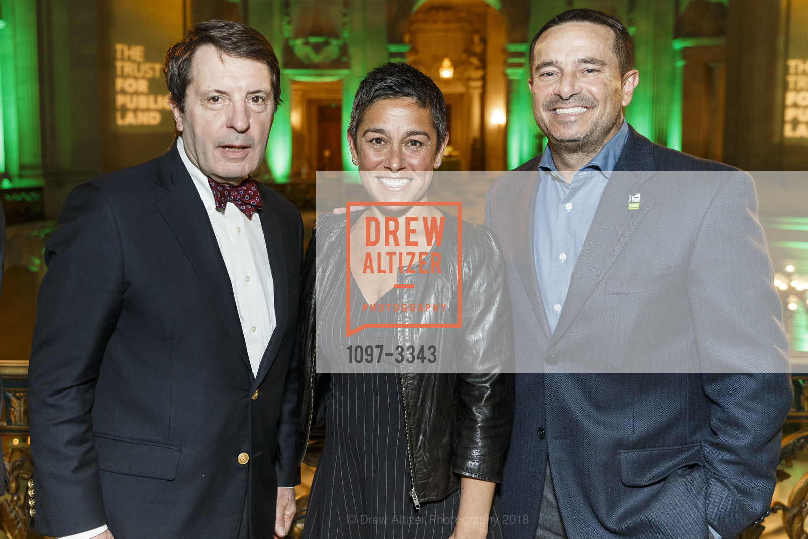 Bruce Hart, Emily Ginsburg, Phil Ginsburg, The Trust for Public Land's San Francisco Gala 2018, San Francisco City Hall. 1 Dr Carlton B Goodlett Place, January 24th, 2018, Photo #1097-3343 Bruce Hart, Emily Ginsburg, Phil Ginsburg, Photo #1097-3343