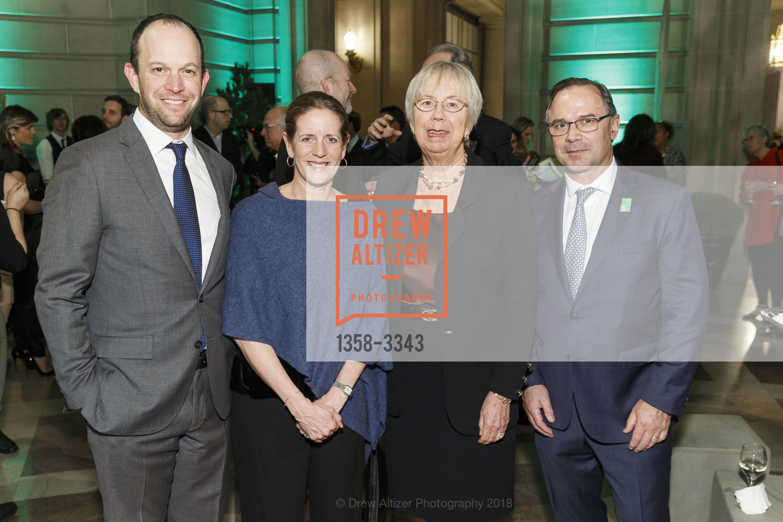 Jamie Slaughter, Staci Slaughter, Laurie Dachs, Adrian Benepe, The Trust for Public Land's San Francisco Gala 2018, San Francisco City Hall. 1 Dr Carlton B Goodlett Place, January 24th, 2018, Photo #1358-3343 Jamie Slaughter, Staci Slaughter, Laurie Dachs, Adrian Benepe, Photo #1358-3343