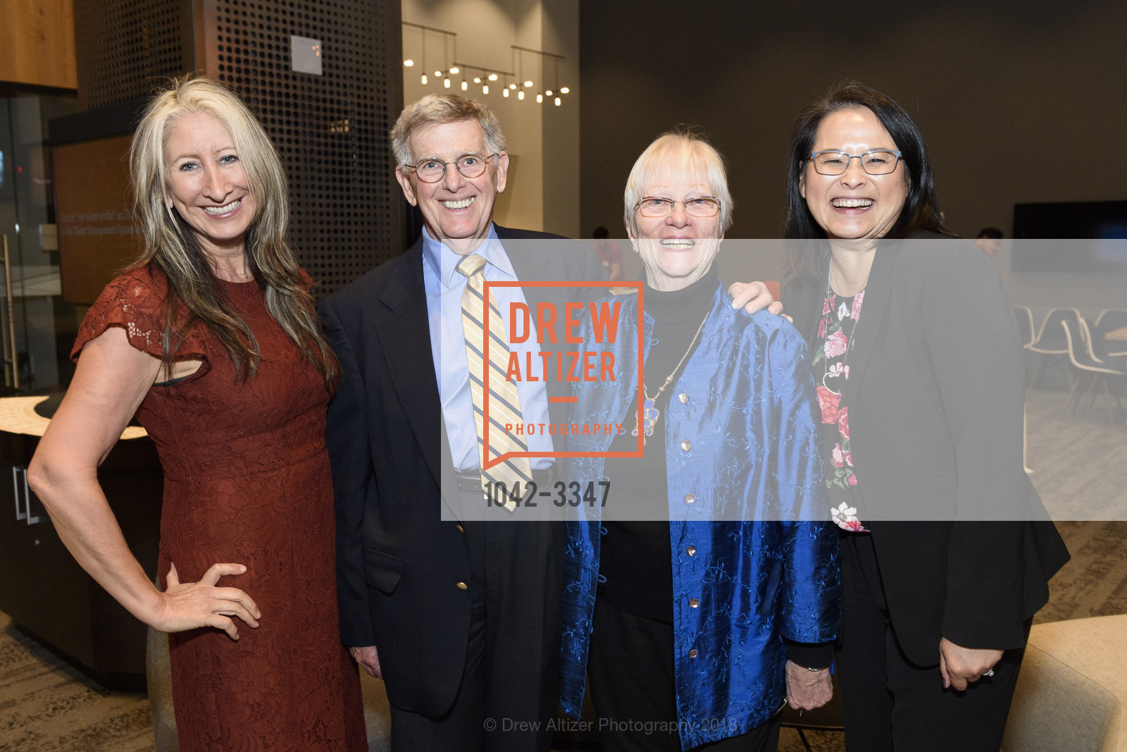 Christina Draper, Bill Eichhorn, Ann Eichhorn, Alicia Moore, Red Cross Gala CEO Reception 2018, Wells Fargo Connections Space. 333 Market Street, San Francisco, January 24th, 2018, Photo #1042-3347 Christina Draper, Bill Eichhorn, Ann Eichhorn, Alicia Moore, Photo #1042-3347