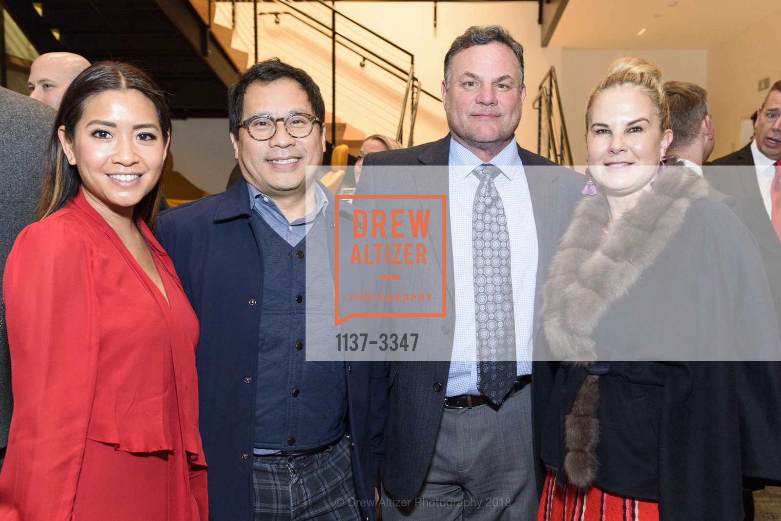 Lillian Phan, Goio Tran, Brian Fleury, Claudia Fleury, Red Cross Gala CEO Reception 2018, Wells Fargo Connections Space. 333 Market Street, San Francisco, January 24th, 2018, Photo #1137-3347 Lillian Phan, Goio Tran, Brian Fleury, Claudia Fleury, Photo #1137-3347
