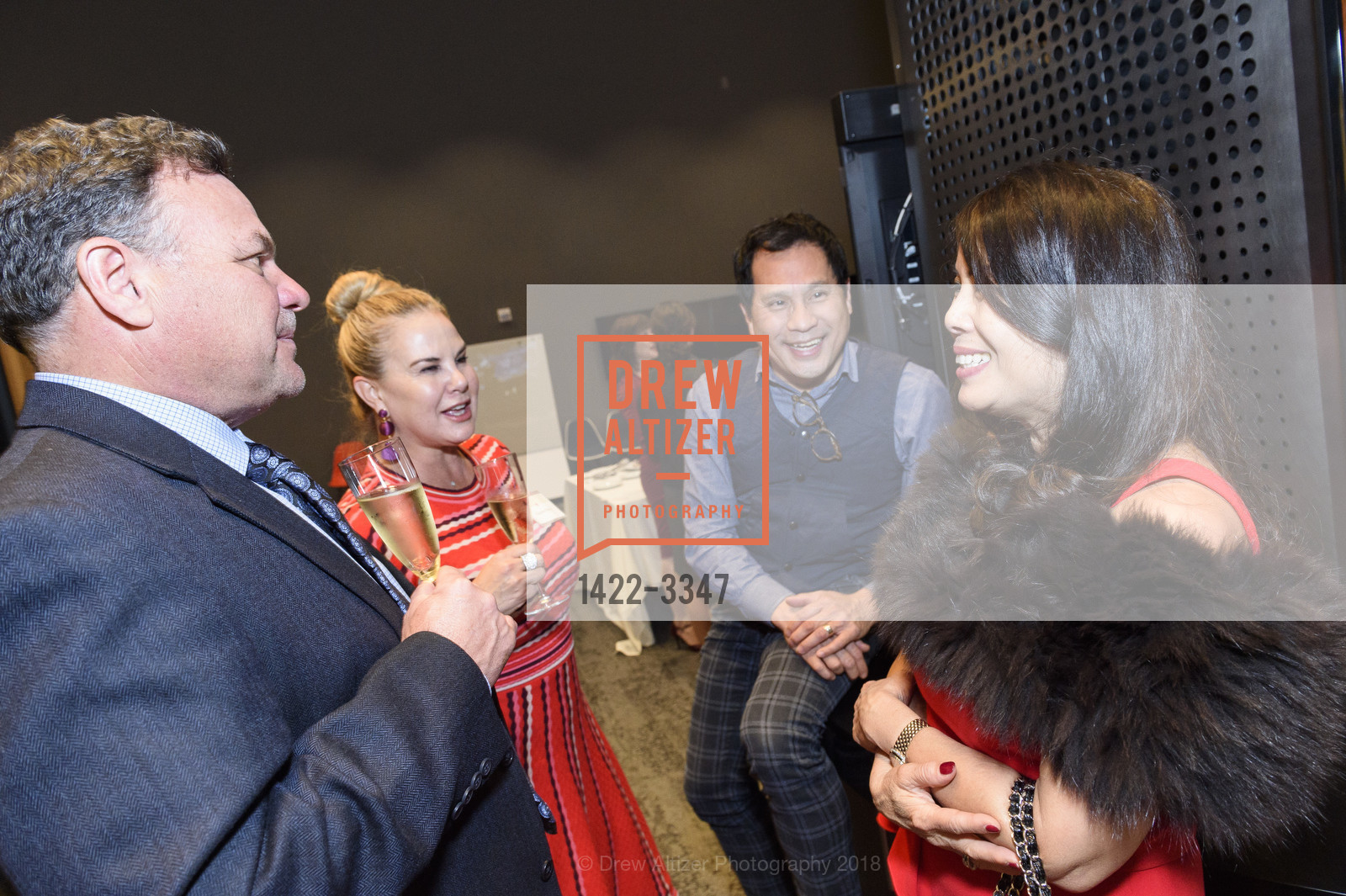 Brian Fleury, Claudia Fleury, Goio Tran, Sharon Seto, Red Cross Gala CEO Reception 2018, Wells Fargo Connections Space. 333 Market Street, San Francisco, January 24th, 2018, Photo #1422-3347 Brian Fleury, Claudia Fleury, Goio Tran, Sharon Seto, Photo #1422-3347