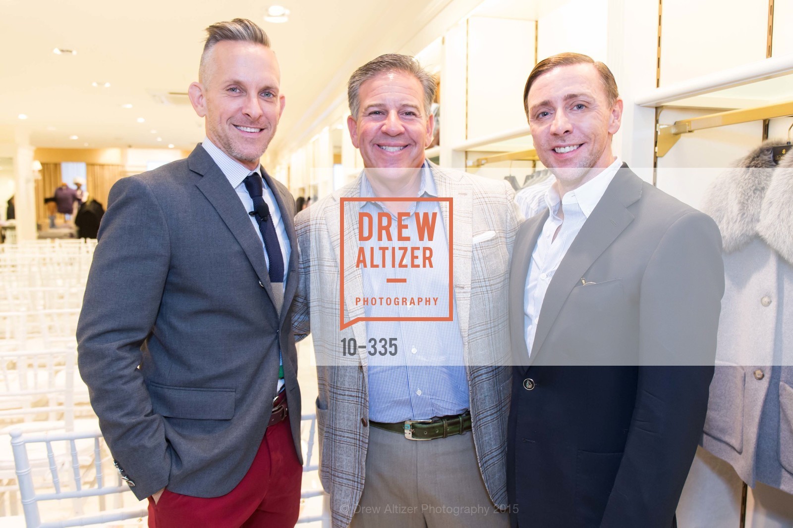 Jay Jeffers, Greg Lynn, Mark Rhoades, Gucci & Vogue Dinner, Brooks Brothers. Brooks Brothers, . 240 Post St, October 1st, 2015, Photo #10-335 Jay Jeffers, Greg Lynn, Mark Rhoades, Photo #10-335