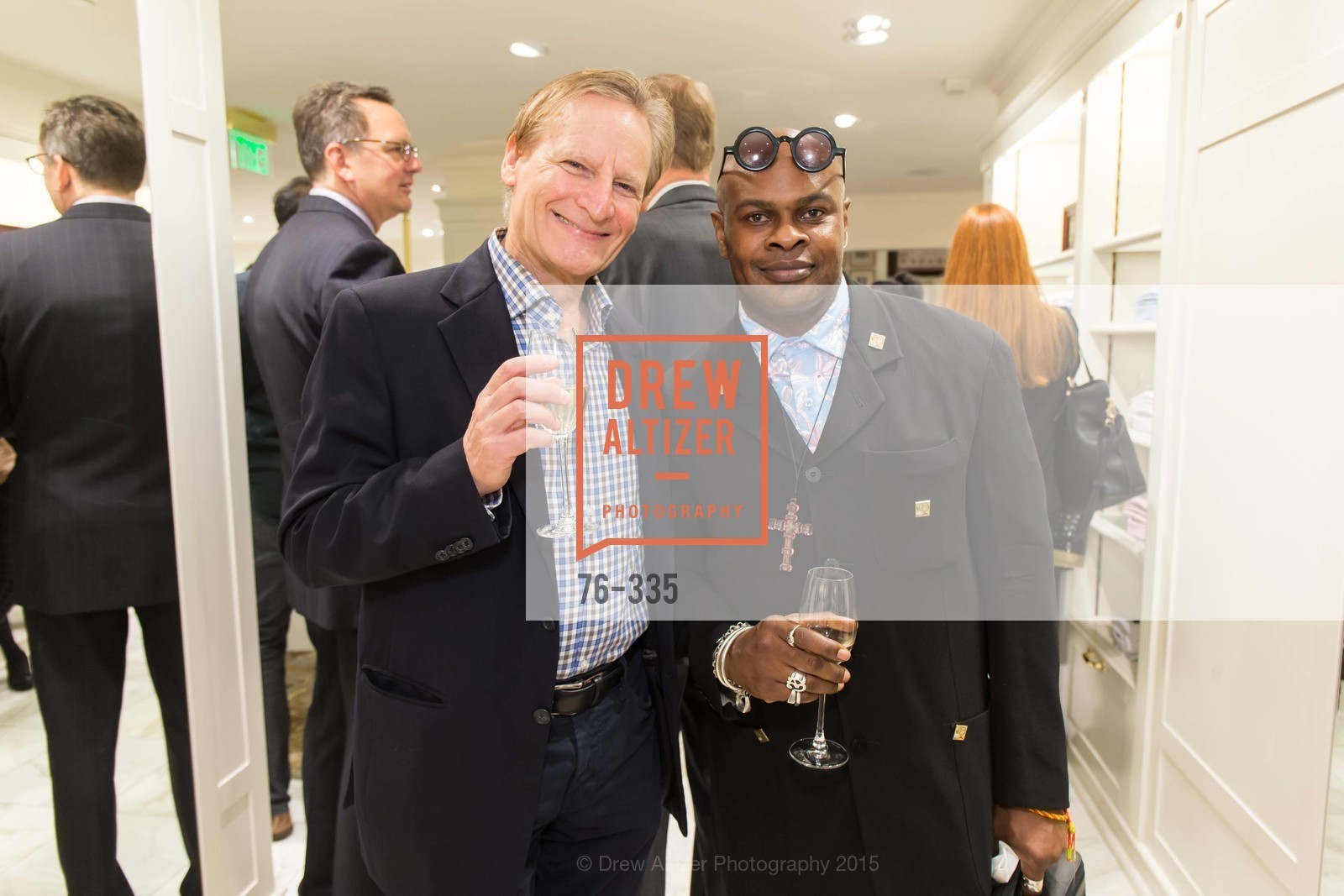 Ernie McNabb, Babatunde Oladoja, Launch Party for The San Francisco Fall Antiques Show, Brooks Brothers. 240 Post St, October 1st, 2015,Drew Altizer, Drew Altizer Photography, full-service agency, private events, San Francisco photographer, photographer california