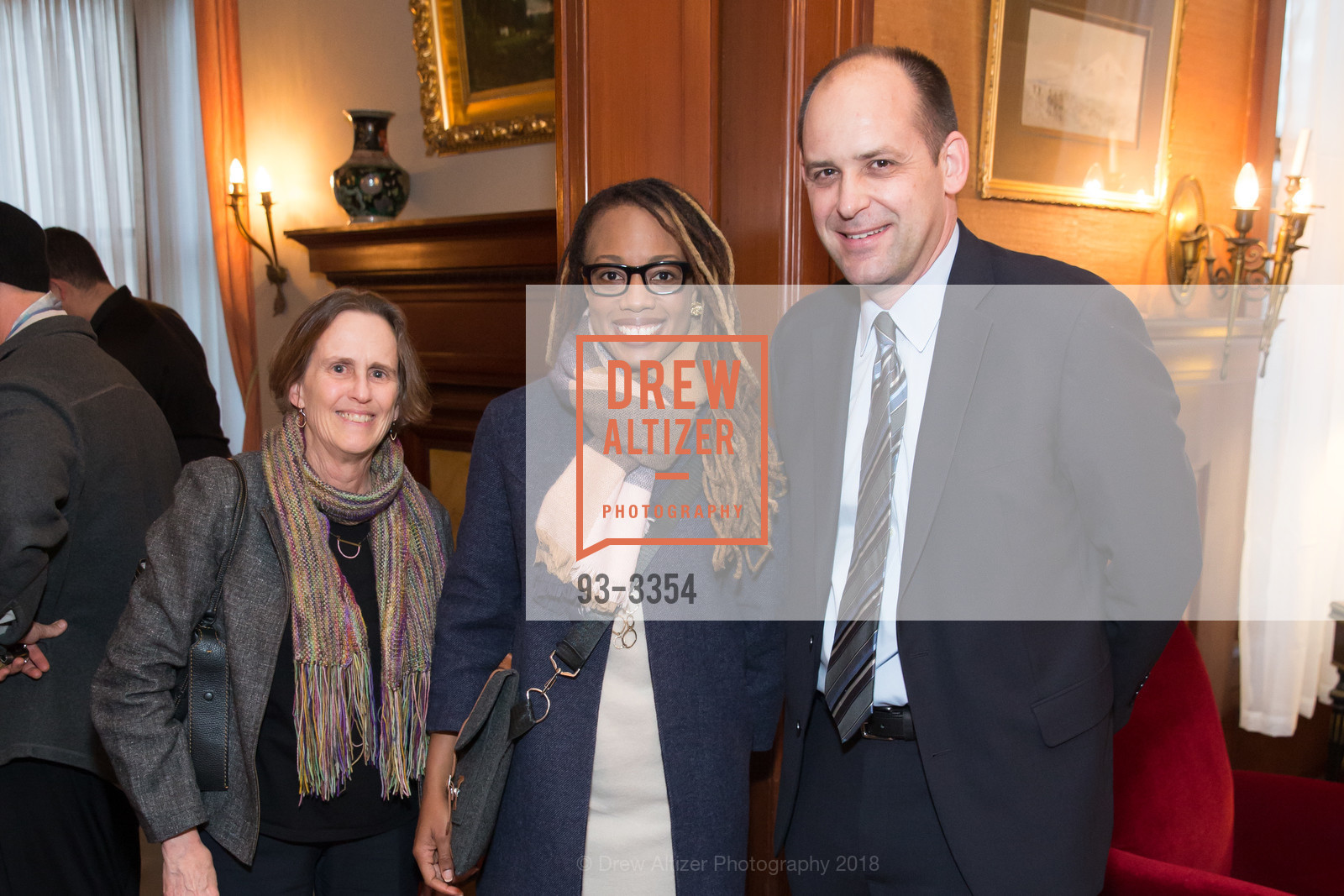 Frances Phillips, Jamie Allison, Haas-Lilienthal House Restoration Celebration, Haas-Lilienthal House. 2007 Franklin Street, January 25th, 2018, Photo #93-3354 Frances Phillips, Jamie Allison, Photo #93-3354