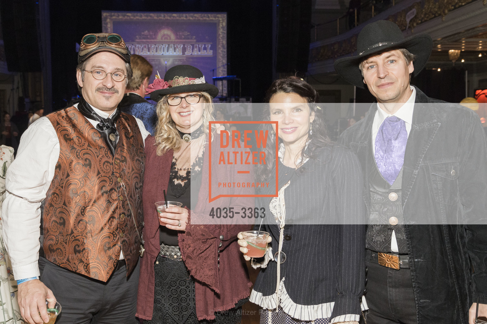 Richard Isanobe, Katherine Apple, Carolina, Stephen Singer, The Edwardian Ball San Francisco 2018, Regency Ballroom. 1300 Van Ness Avenue, January 27th, 2018, Photo #4035-3363 Richard Isanobe, Katherine Apple, Carolina, Stephen Singer, Photo #4035-3363