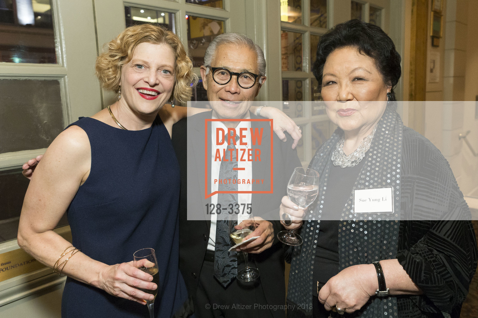 Carey Perloff, Dale Ikeda, Sue Young Li, ACT's Producers Circle Dinner 2018, Geary Theater. 415 Geary Street, San Francisco, CA 94102, February 7th, 2018, Photo #128-3375 Carey Perloff, Dale Ikeda, Sue Young Li, Photo #128-3375