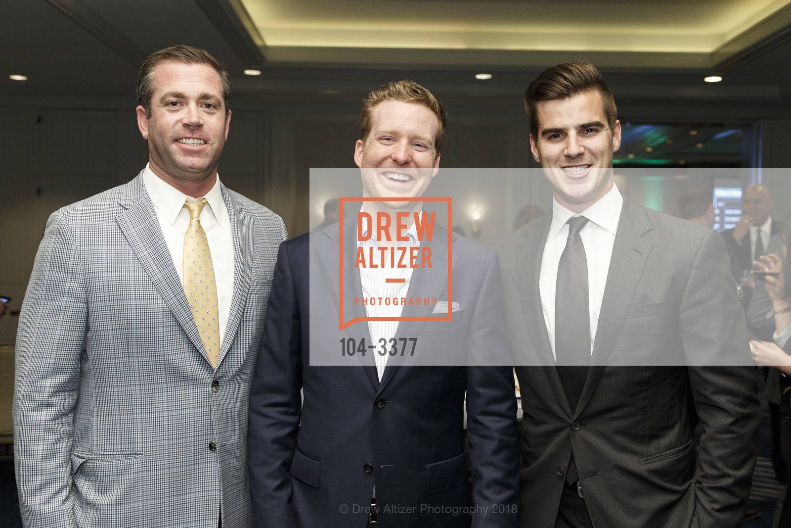 Danny Pickard, Matt Aljets, Billy Knutsen, The 30th Annual Guardsmen Celebrity Dinner and Sports Auction 2018, The Four Seasons Hotel San Francisco. 757 Market St, San Francisco, CA 94103, February 8th, 2018, Photo #104-3377 Danny Pickard, Matt Aljets, Billy Knutsen, Photo #104-3377