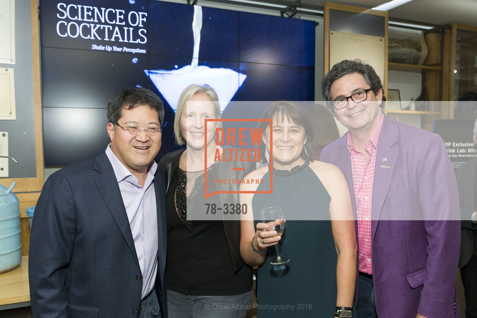 Roger Wu, Ruth Wu, Kathy Russell, George Cogan, Science of Cocktails 2018, Exploratorium, Pier 15, The Embarcadero, SF. Exploratorium, Pier 15, The Embarcadero, SF, February 9th, 2018, Photo #78-3380 Roger Wu, Ruth Wu, Kathy Russell, George Cogan, Photo #78-3380