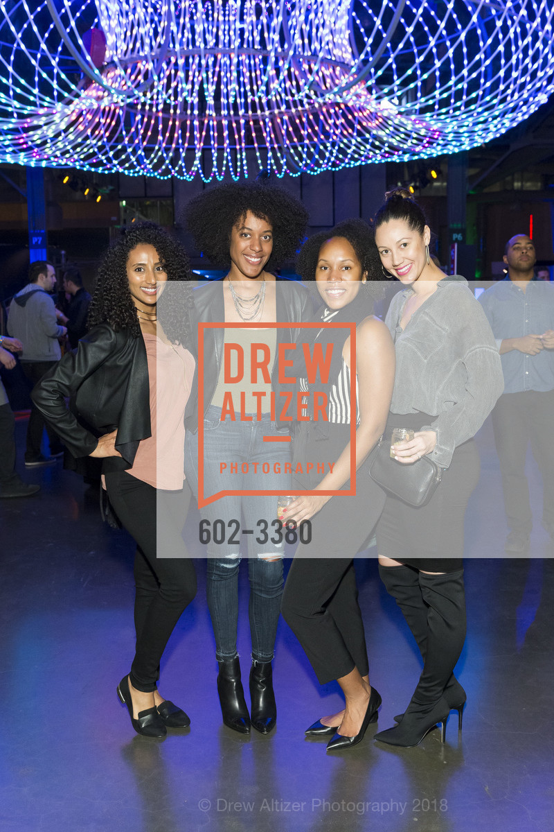 Mllena Sebhat, Robyn Cross, Simone Davis, Monique Palana, Science of Cocktails 2018, Exploratorium, Pier 15, The Embarcadero, SF. Exploratorium, Pier 15, The Embarcadero, SF, February 9th, 2018, Photo #602-3380 Mllena Sebhat, Robyn Cross, Simone Davis, Monique Palana, Photo #602-3380