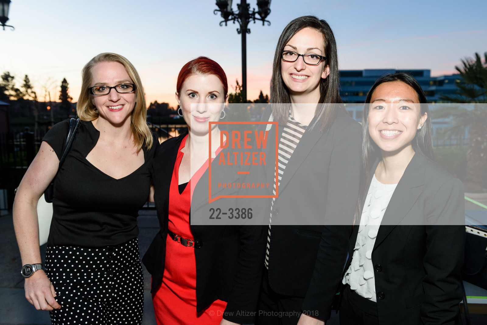 Heather Frietsch, Sage Mcrae, Natalie Lescrue, Priscilla Bottomley, Scroll Ball Waterside Kitchen Opening, Scroll Bar, Pullman Hotel. 223 Twin Dolphin Drive, February 1st, 2018, Photo #22-3386 Heather Frietsch, Sage Mcrae, Natalie Lescrue, Priscilla Bottomley, Photo #22-3386