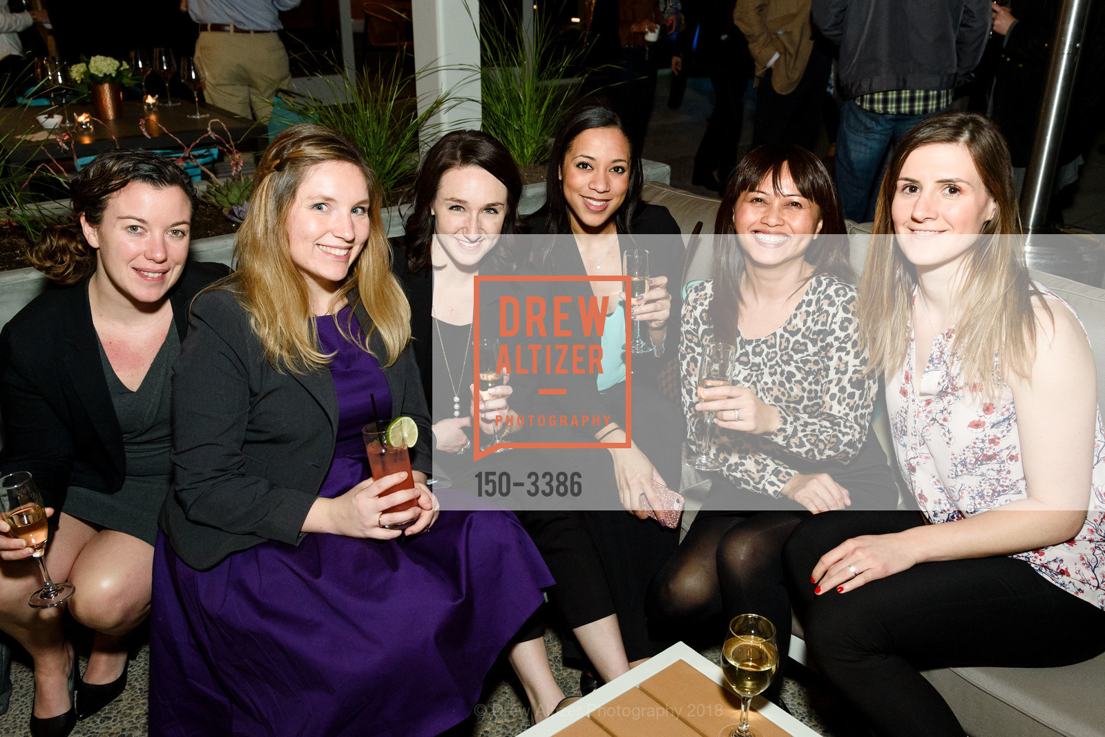 Amanda Hamilton, Maike Cramer, Dani Pianto, Elara Sighe, Mai Hyunh, Laura Maibaum, Scroll Ball Waterside Kitchen Opening, Scroll Bar, Pullman Hotel. 223 Twin Dolphin Drive, February 1st, 2018, Photo #150-3386 Amanda Hamilton, Maike Cramer, Dani Pianto, Elara Sighe, Mai Hyunh, Laura Maibaum, Photo #150-3386