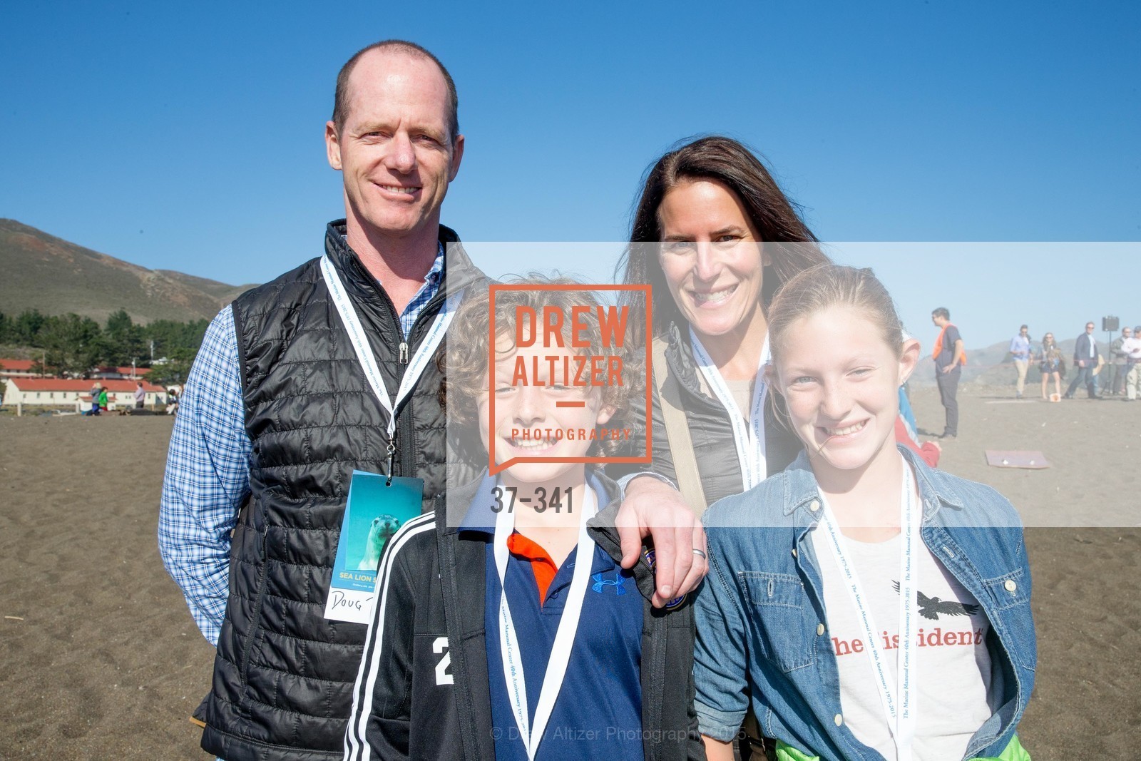 Doug Tudor, Bradford Tudor, Christine Tudor, Emary Tudor, The Marine Mammal Center 40th Anniversary, Fort Cronkhite. Fort Cronkhite, . 200 Bunker Road, October 4th, 2015, Photo #37-341 Doug Tudor, Bradford Tudor, Christine Tudor, Emary Tudor, Photo #37-341