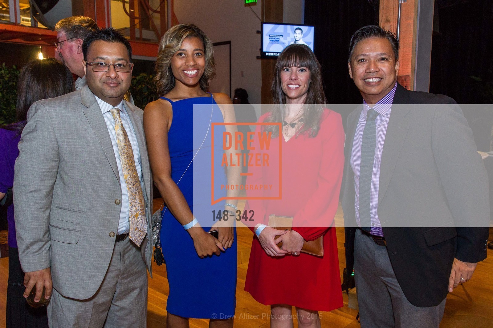 Raj Gupta, Nya Shaheed, Shelley Pratt, Carlo Vapor, Fortune's 40 Under 40 Party, GitHub HQ. GitHub HQ, . 88 Colin P Kelly Jr St, October 7th, 2015, Photo #148-342 Raj Gupta, Nya Shaheed, Shelley Pratt, Carlo Vapor, Photo #148-342