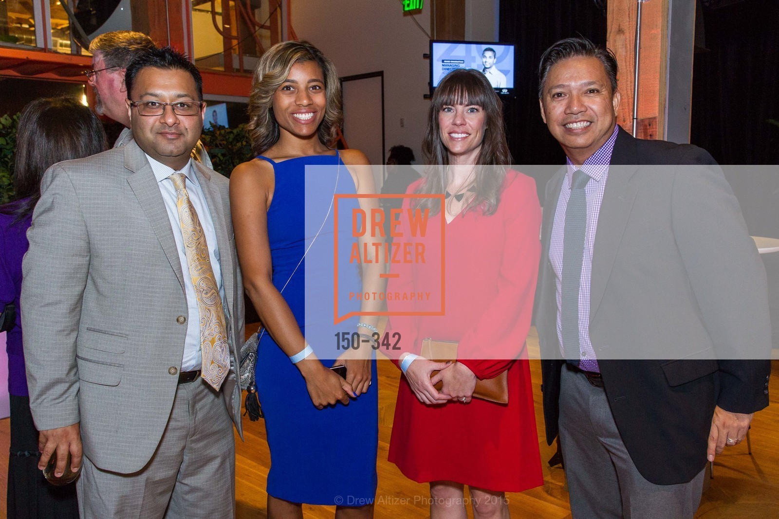 Raj Gupta, Nya Shaheed, Shelley Pratt, Carlo Vapor, Fortune's 40 Under 40 Party, GitHub HQ. GitHub HQ, . 88 Colin P Kelly Jr St, October 7th, 2015, Photo #150-342 Raj Gupta, Nya Shaheed, Shelley Pratt, Carlo Vapor, Photo #150-342